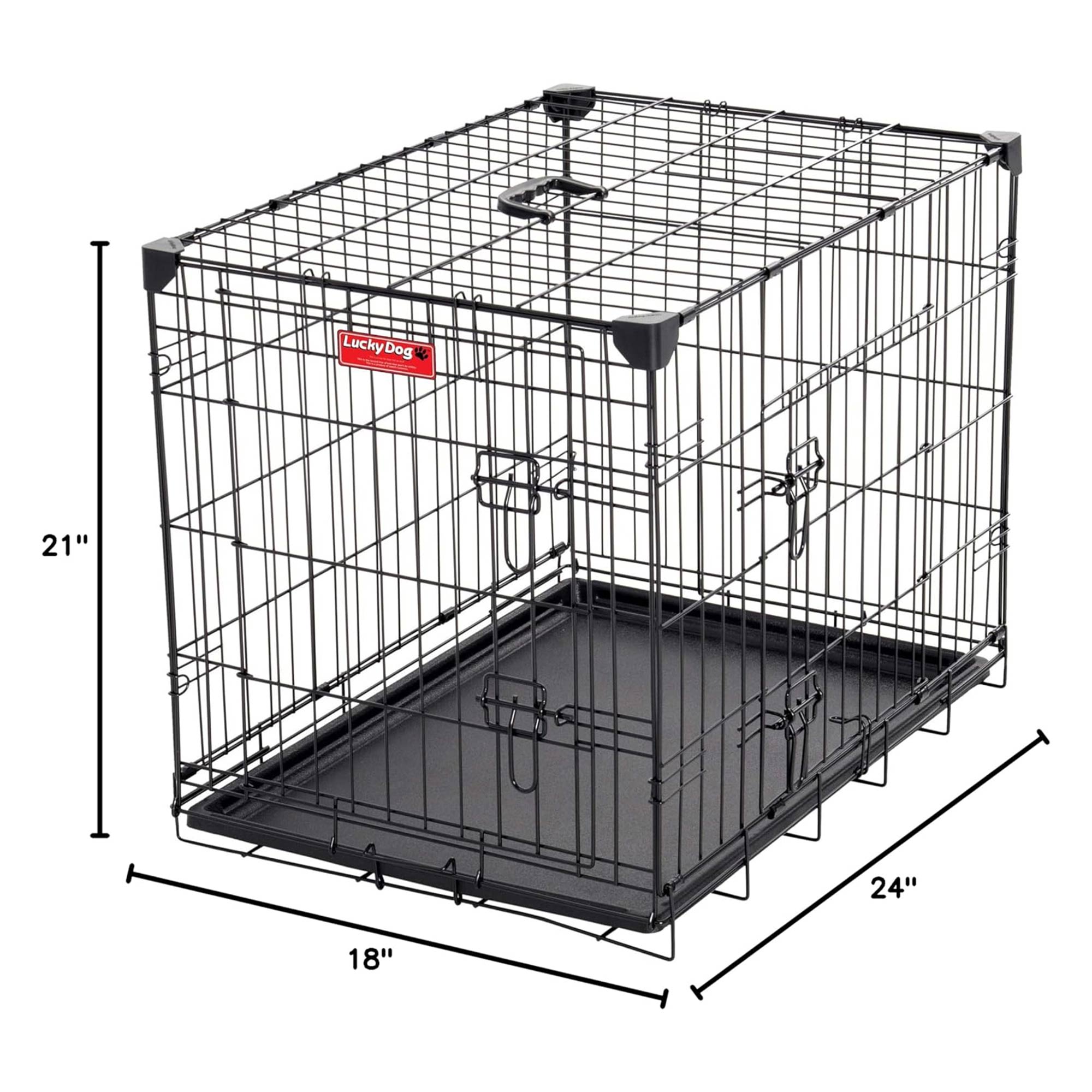 Lucky Dog 24 Inch Small Kennel Secure Fenced Pet Dog Crate, Black (Open Box) - VMInnovations
