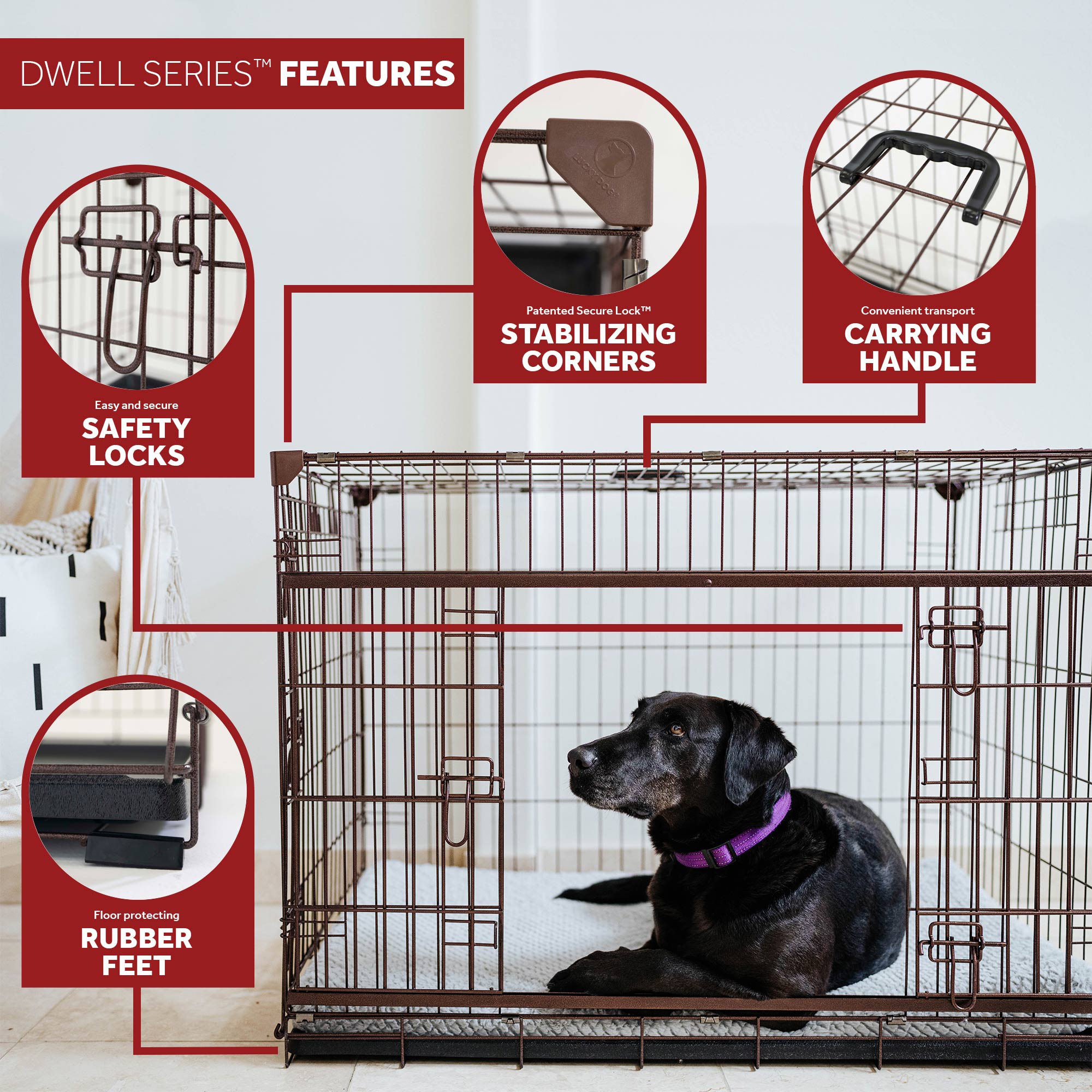 Lucky Dog 24 Inch Small Kennel Secure Fenced Pet Dog Crate, Black (Open Box) - VMInnovations