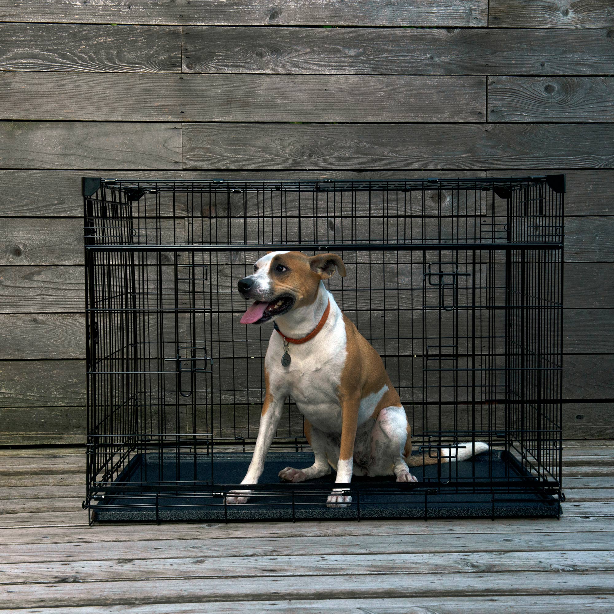 Lucky Dog Dwell Series 42 Inch Large Kennel Pet Dog Crate, Black (Open Box) - VMInnovations