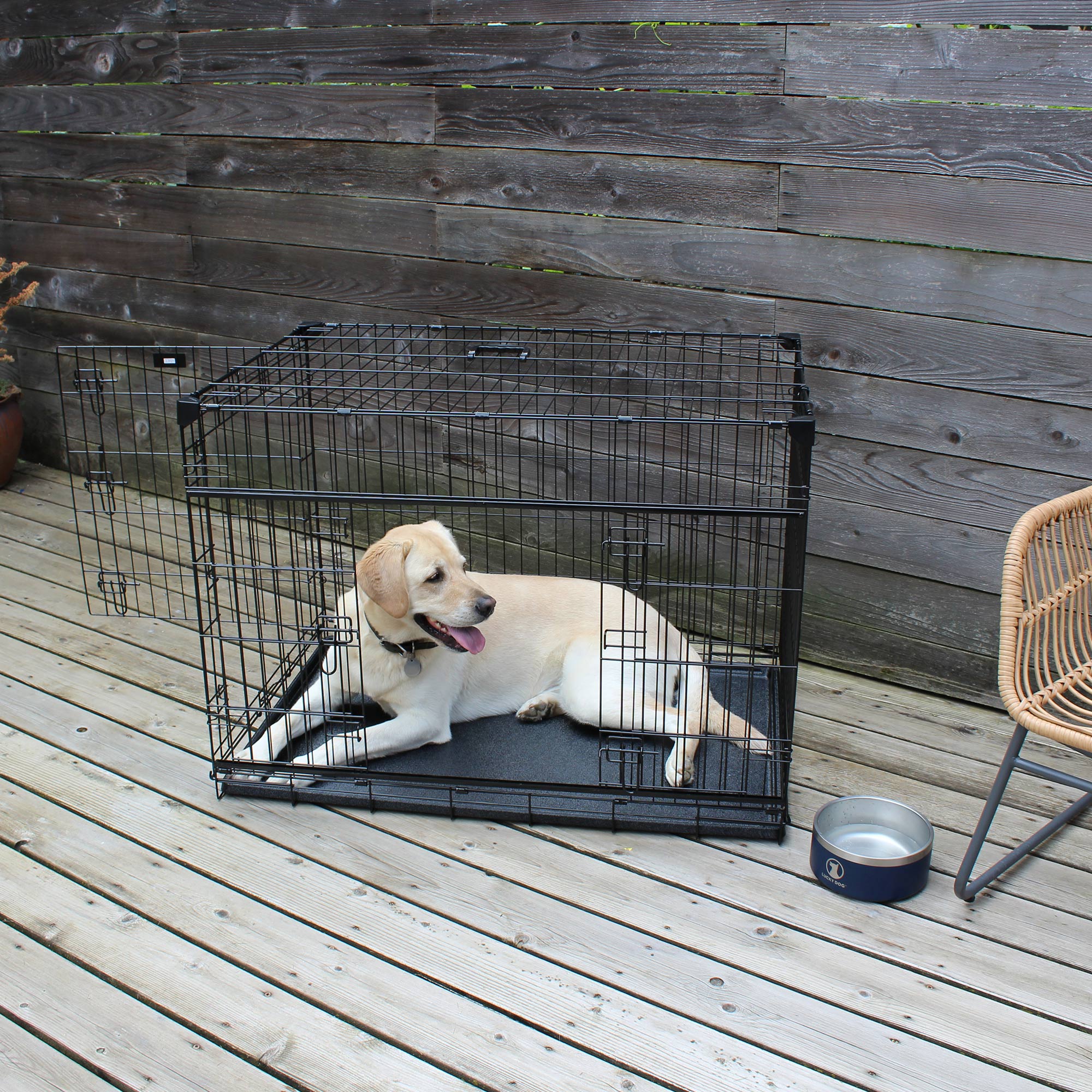 Lucky Dog Dwell Series 42 Inch Large Kennel Pet Dog Crate, Black (Open Box) - VMInnovations