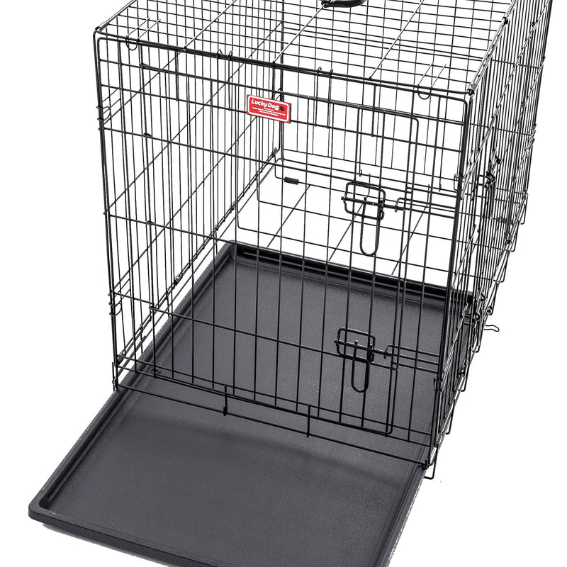 Lucky Dog Dwell Series 42 Inch Large Kennel Secure Fenced Pet Dog Crate, Black