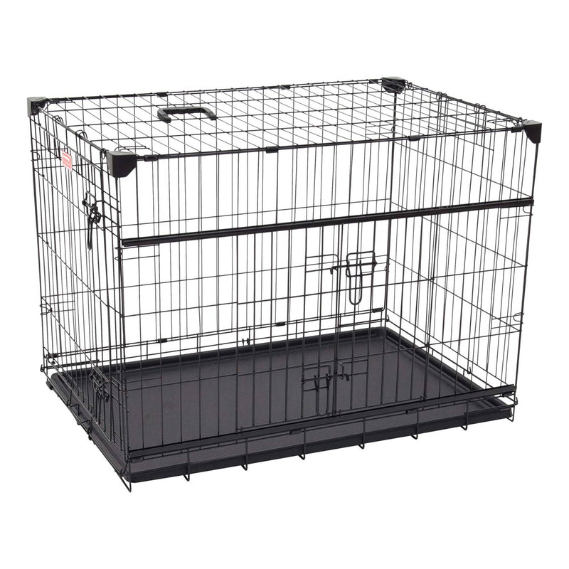 Lucky Dog Dwell Series 36 Inch M/L Kennel Secure Fenced Pet Dog Crate, Black