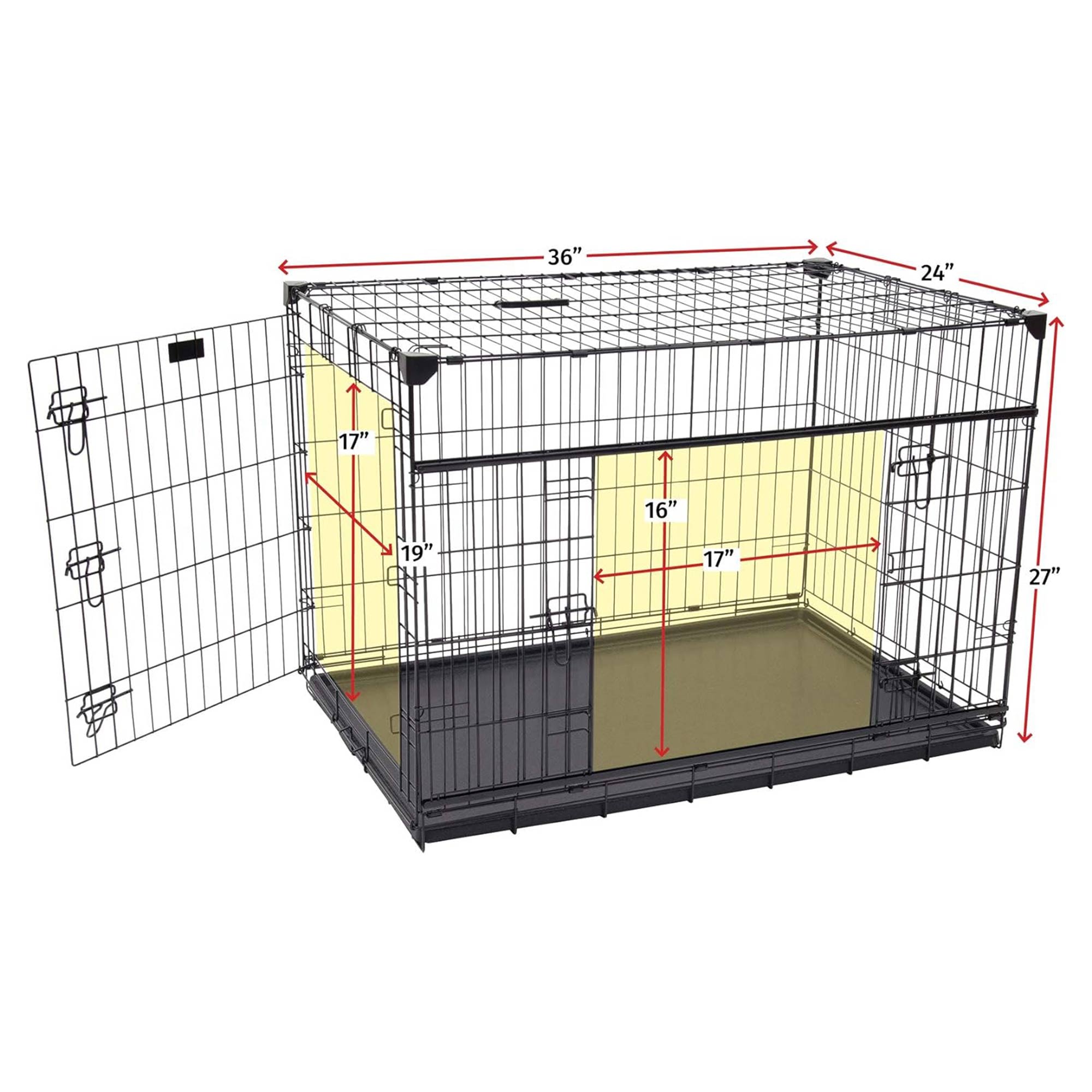 Lucky Dog Dwell Series 36 Inch M/L Kennel Secure Fenced Pet Dog Crate, Black - VMInnovations
