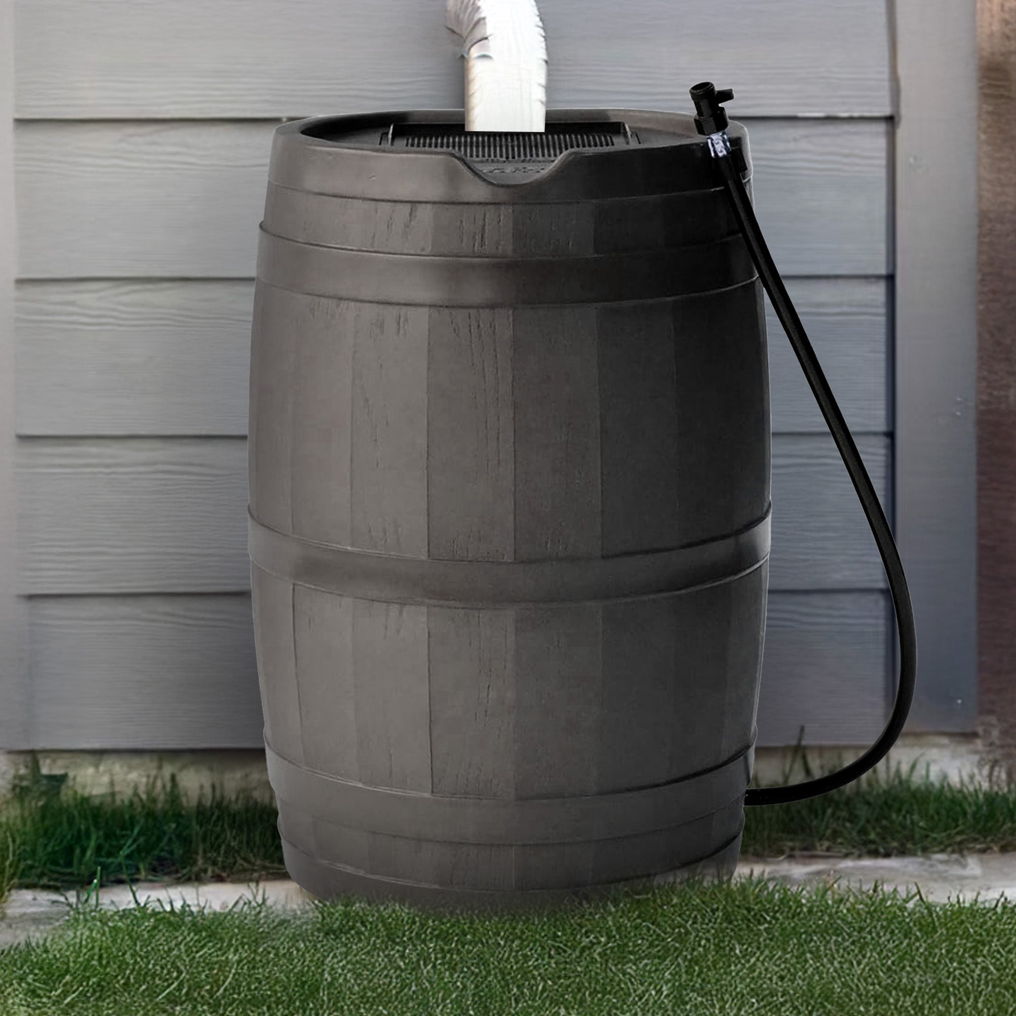 FCMP RC45 45 Gal Outdoor Rain Water Catcher Barrel Container, Grey (Open Box) - VMInnovations