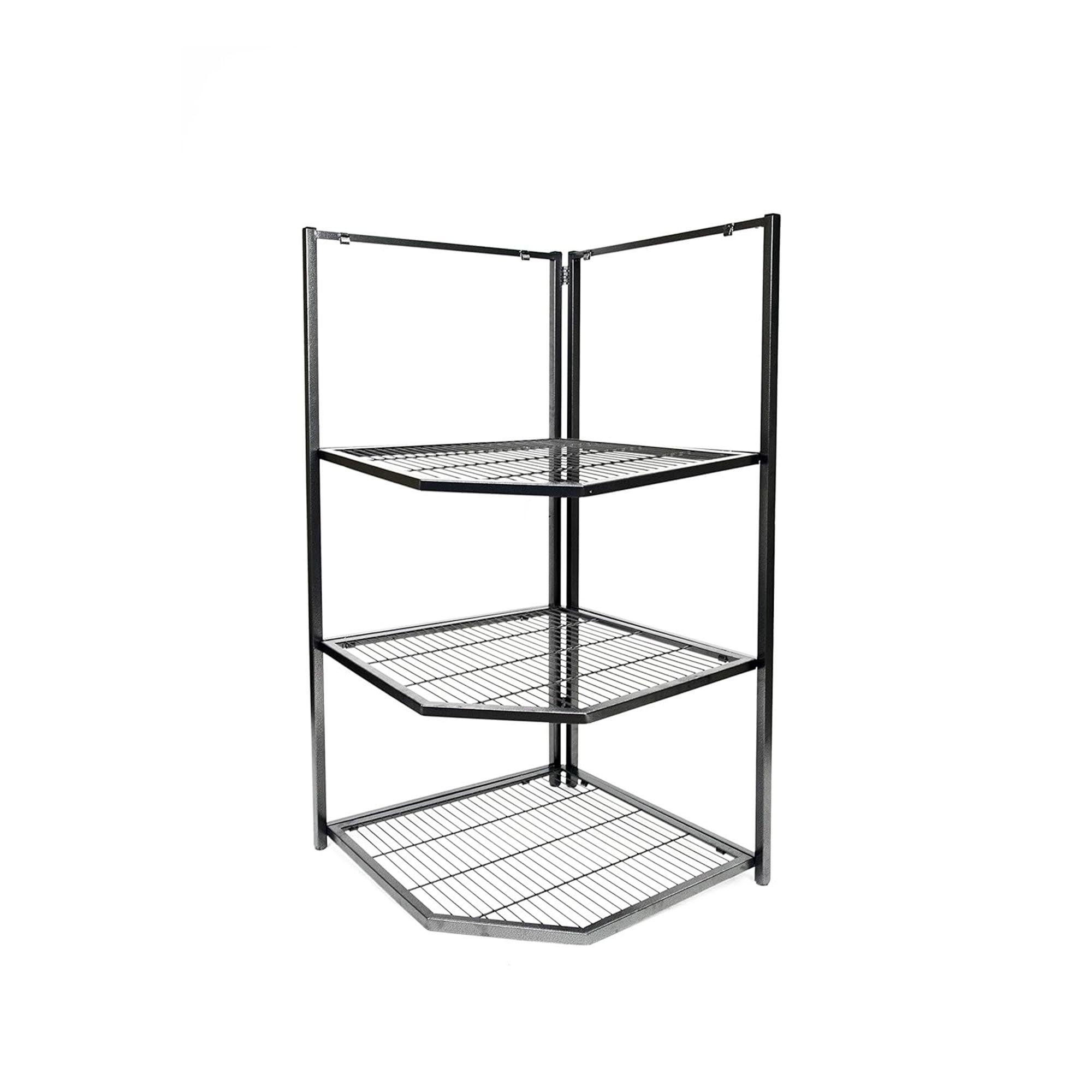 Origami 4 Tier Foldable Corner Shelving w/Wheels for Organization, Pewter (Used) - VMInnovations