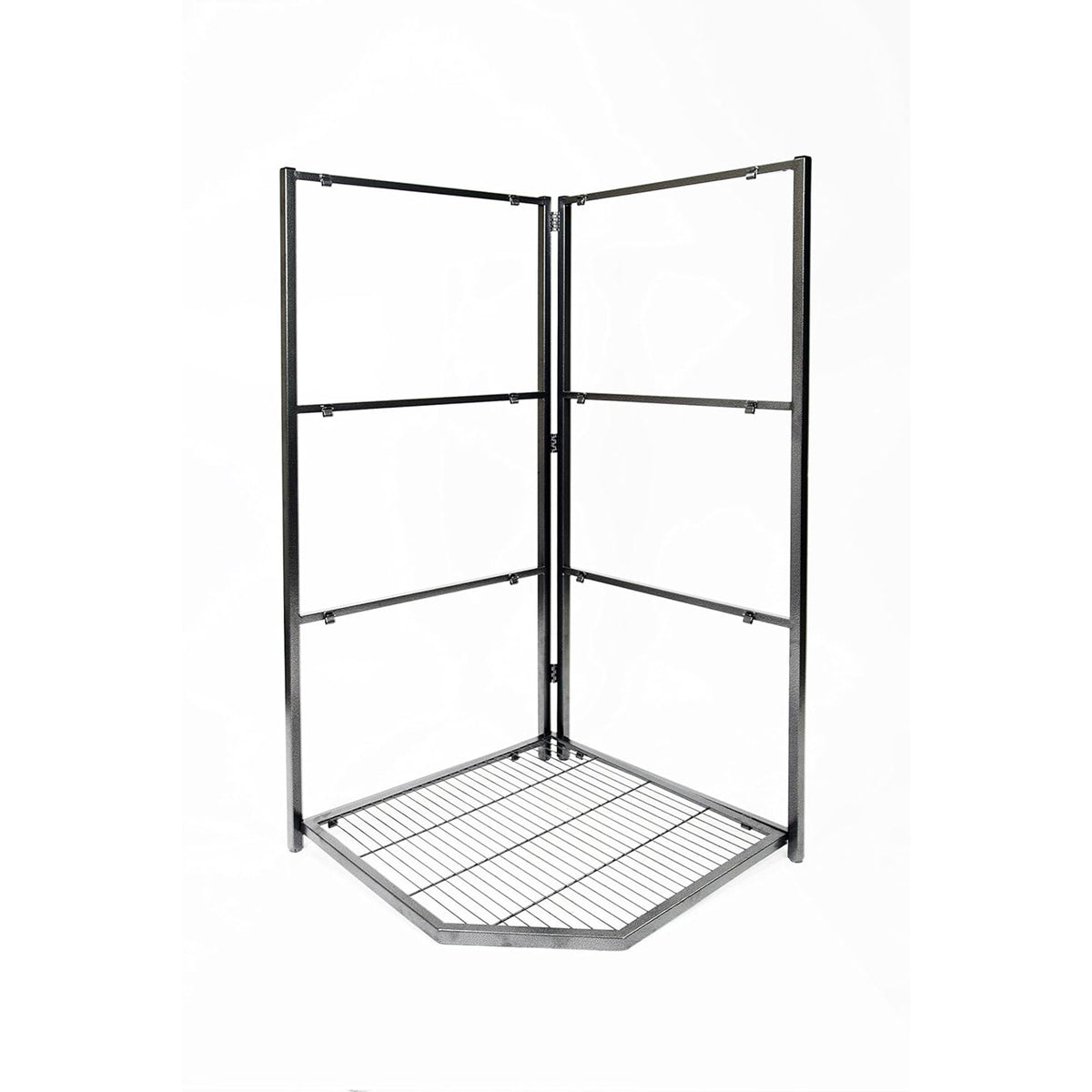 Origami 4 Tier Foldable Garage Corner Shelving w/Wheels for Organization, Pewter