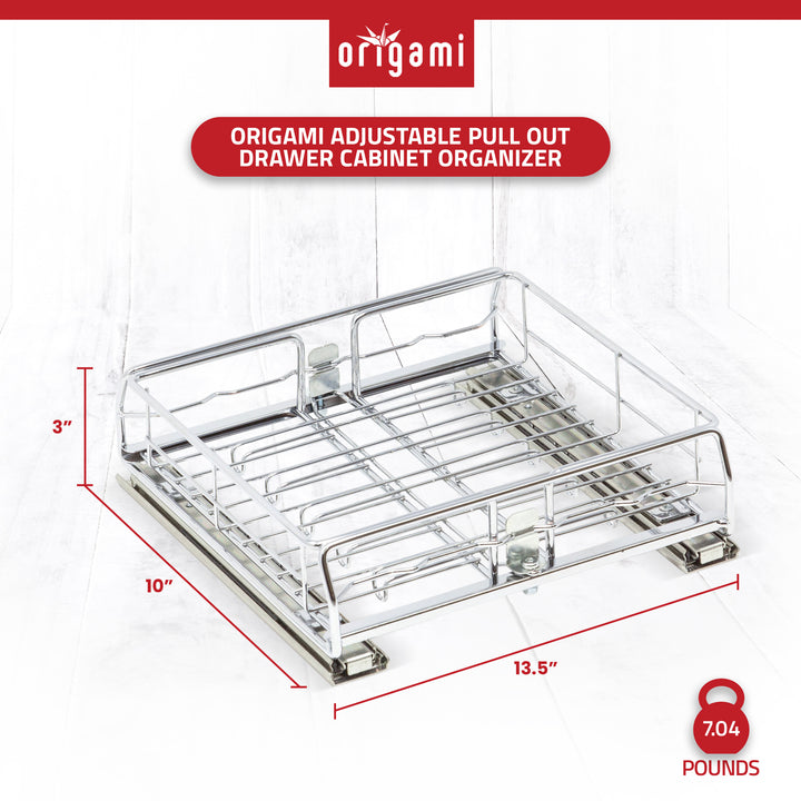 Origami 2SD-10 Kitchen Sliding Pullout Cabinet Storage Organizer, Silver, 2 Pack - VMInnovations