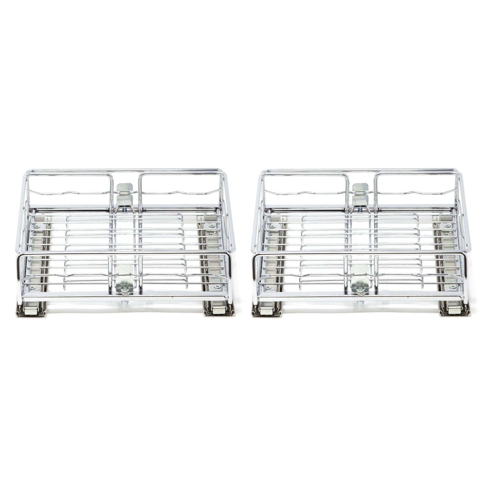 Origami 2SD-10 Kitchen Sliding Pullout Cabinet Storage Organizer, Silver, 2 Pack - VMInnovations