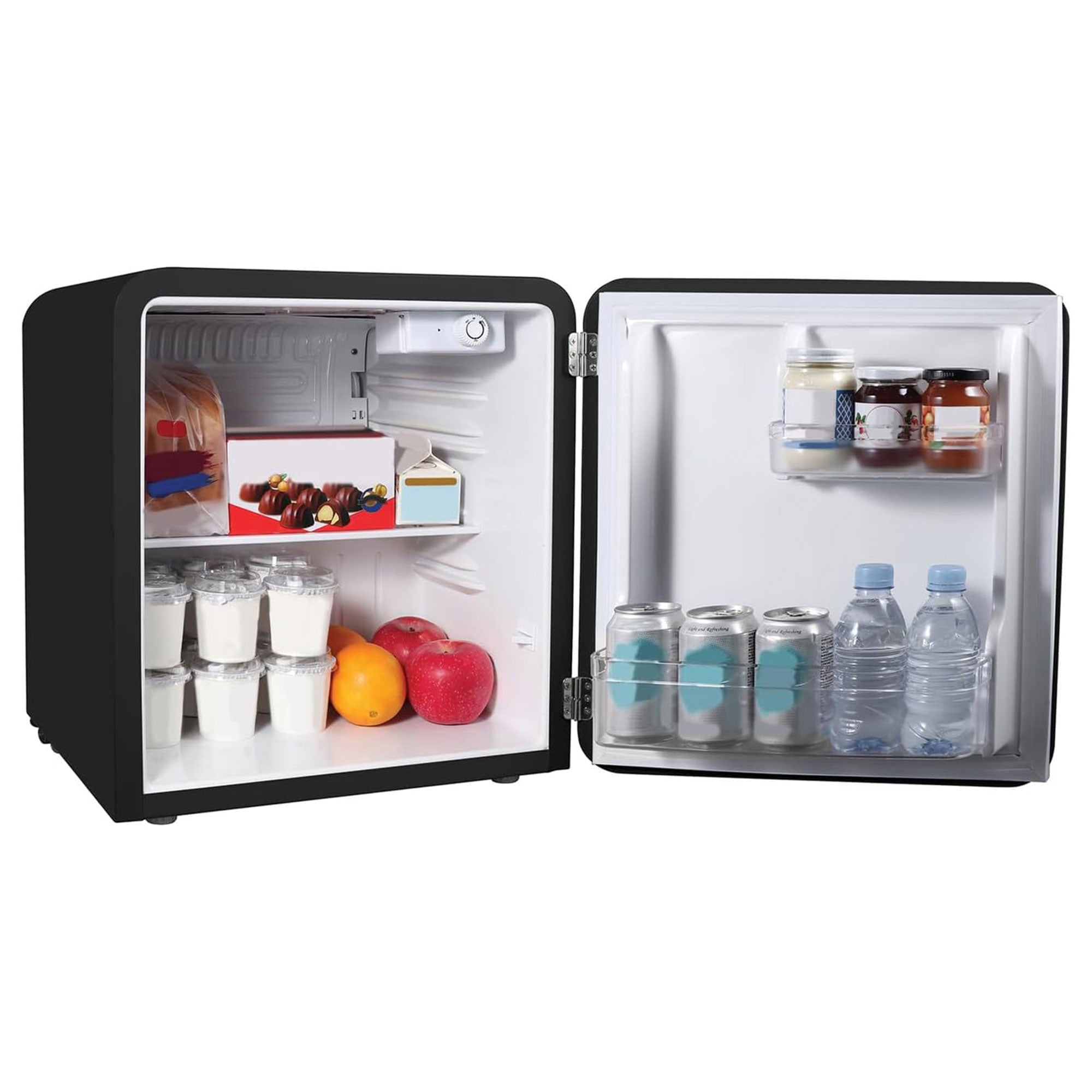 Magic Chef 1.6 Cubic Feet Retro Style Mini Fridge with Interior LED Light, Black - VMInnovations