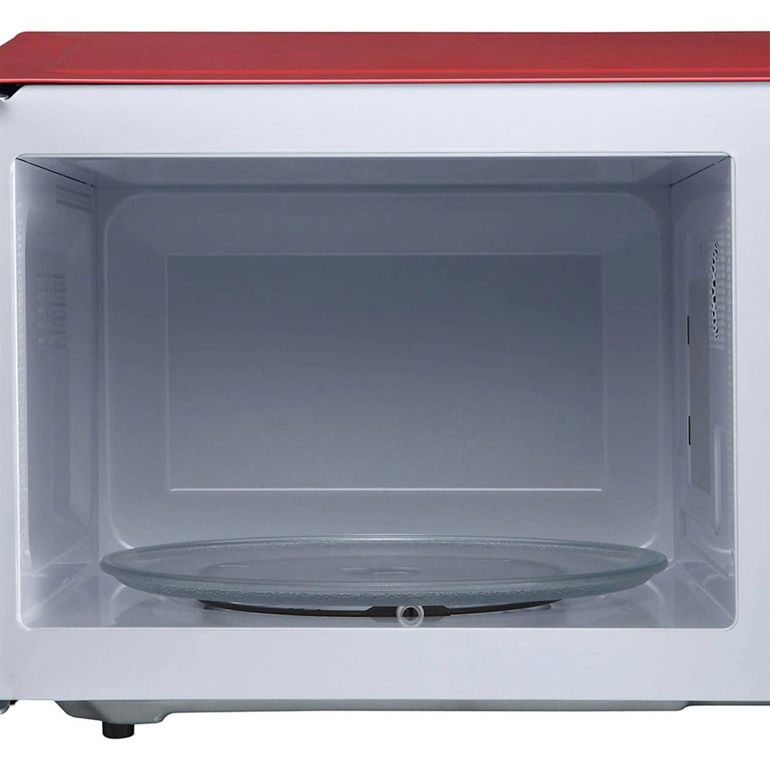 Magic Chef 0.9 Cubic Feet 900W Small Stainless Countertop Microwave Oven, Red - VMInnovations
