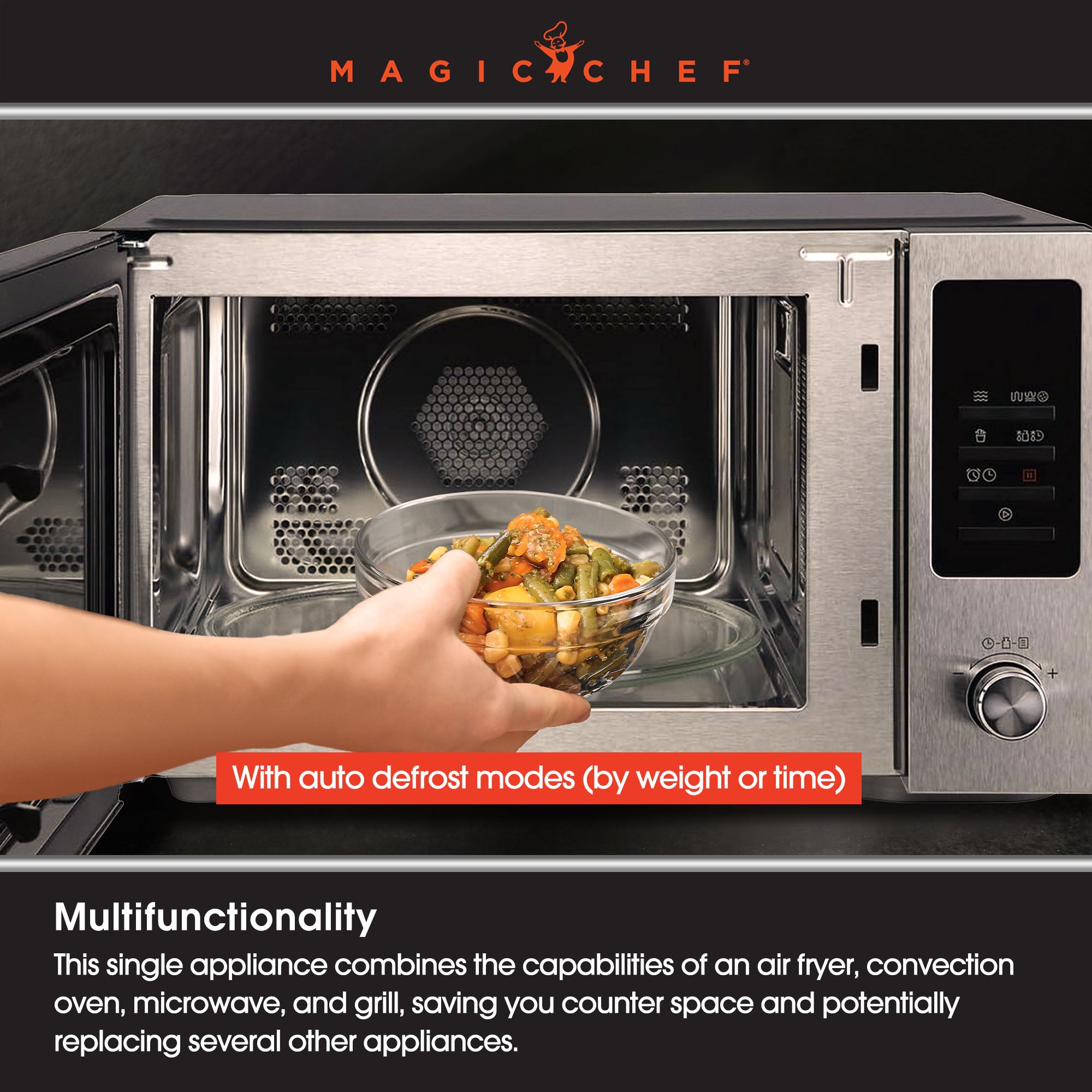 Magic Chef Stainless Countertop Microwave w/Air Fryer, Black (Used) - VMInnovations