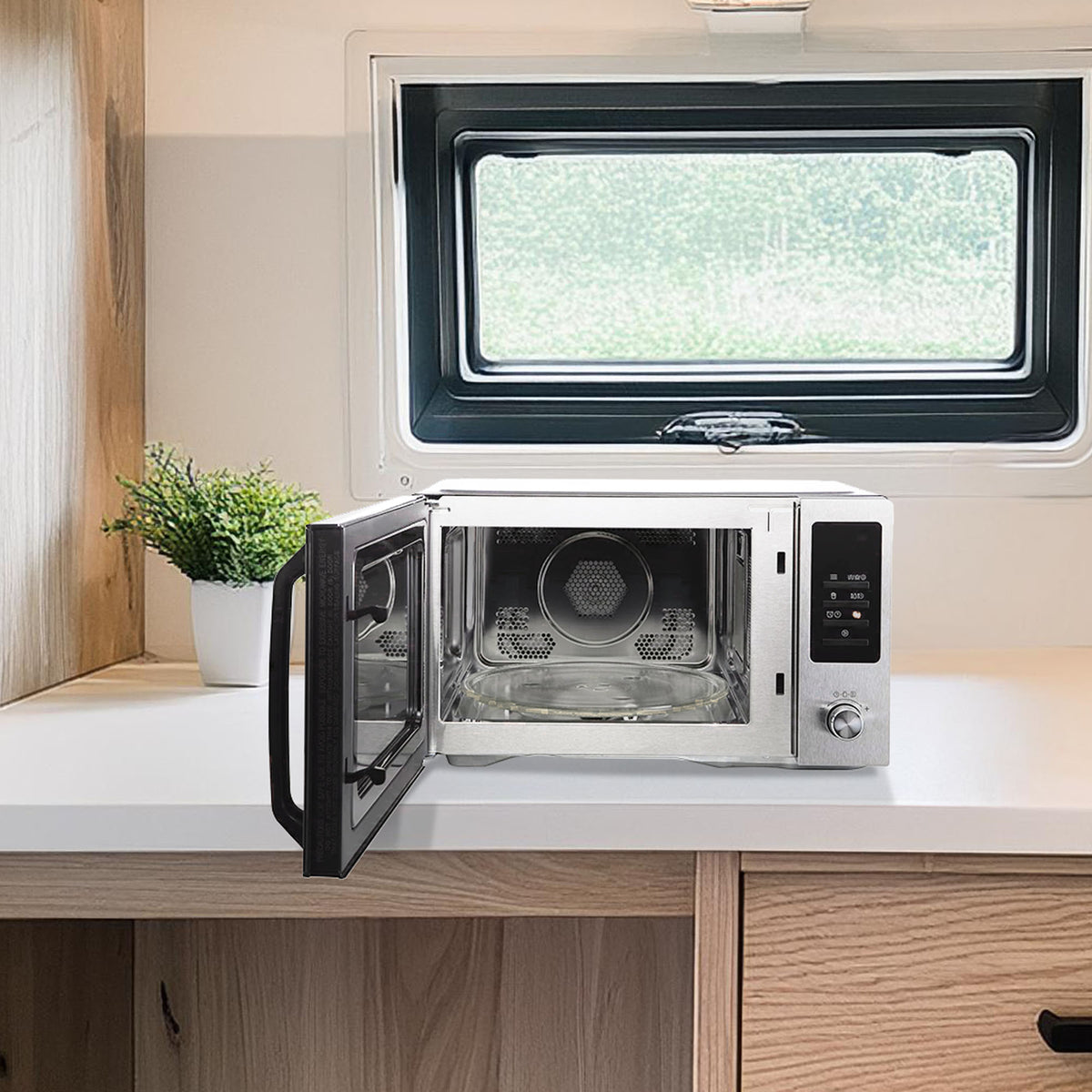 Magic Chef 1.0 Cubic Feet Stainless Microwave w/Air Fryer, Black (Open Box) - VMInnovations