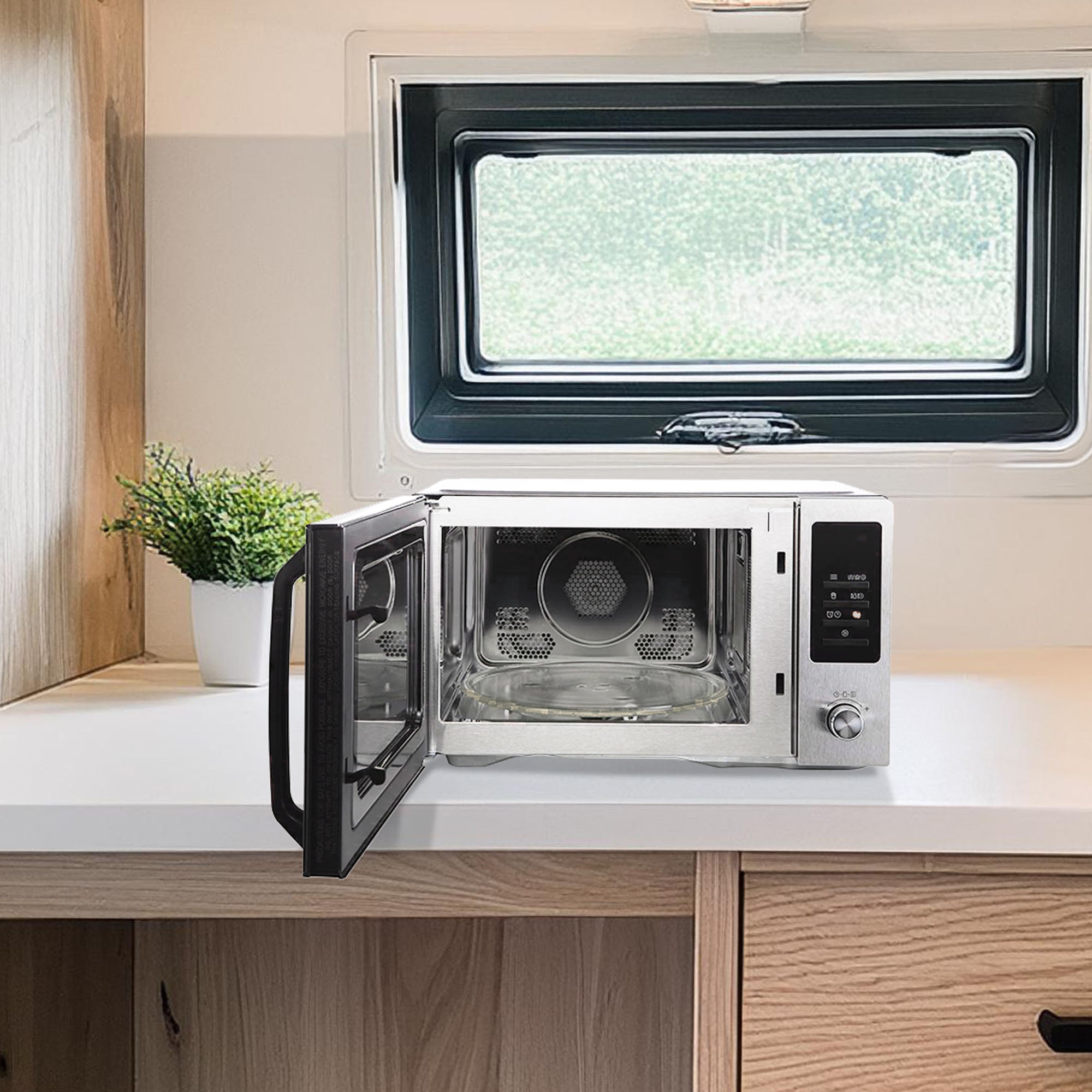 Magic Chef 1.0 Cubic Feet Stainless Microwave w/Air Fryer, Black (Open Box) - VMInnovations