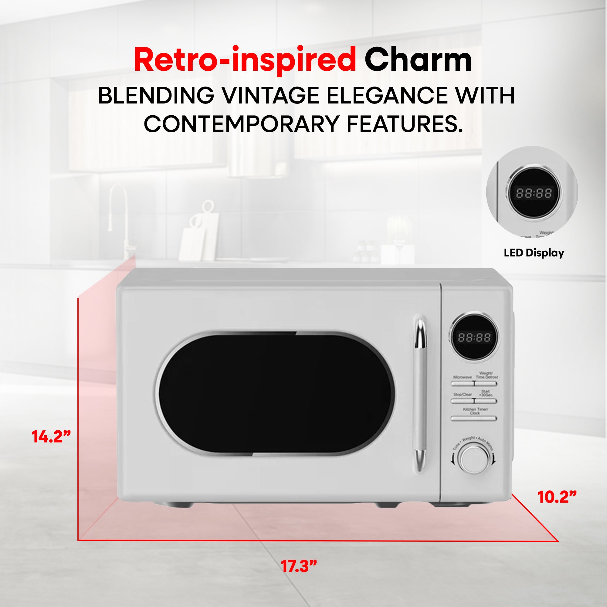 Magic Chef 0.7 Cubic Feet 700 Watt Classic Retro Microwave, White (Used) - VMInnovations