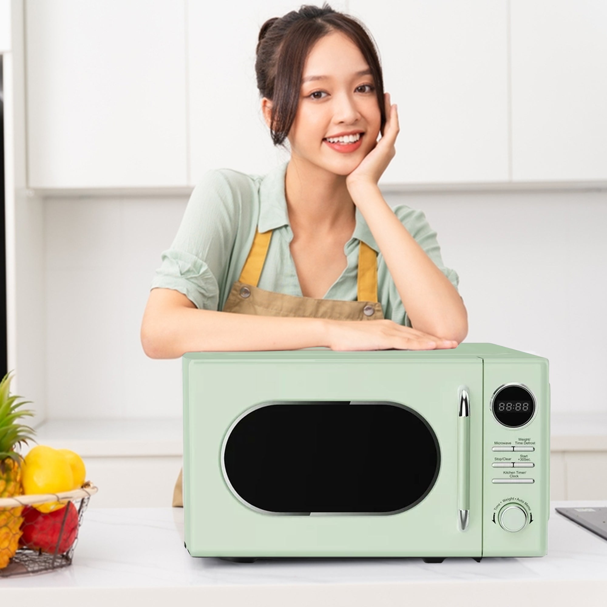 Magic Chef 0.7 Cubic Feet 700W Small Classic Retro Countertop Microwave, Green - VMInnovations