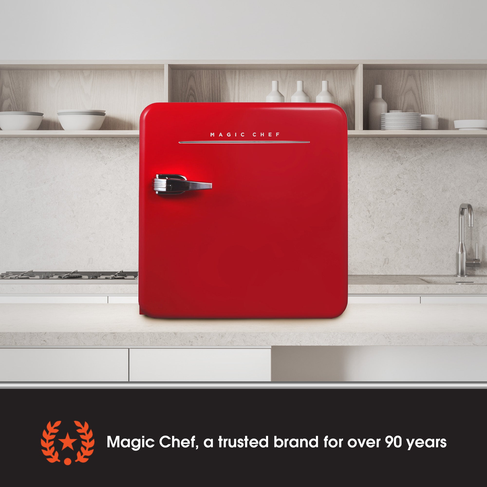 Magic Chef 1.6 Cubic Feet Retro Style Mini Fridge w/Interior LED Light,Red(Used) - VMInnovations