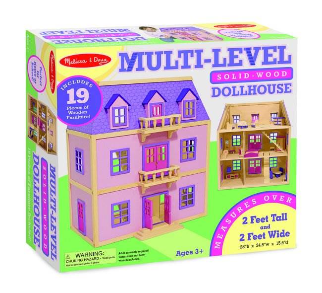 Melissa & Doug Deluxe Multi-Level Pink Wood Dollhouse