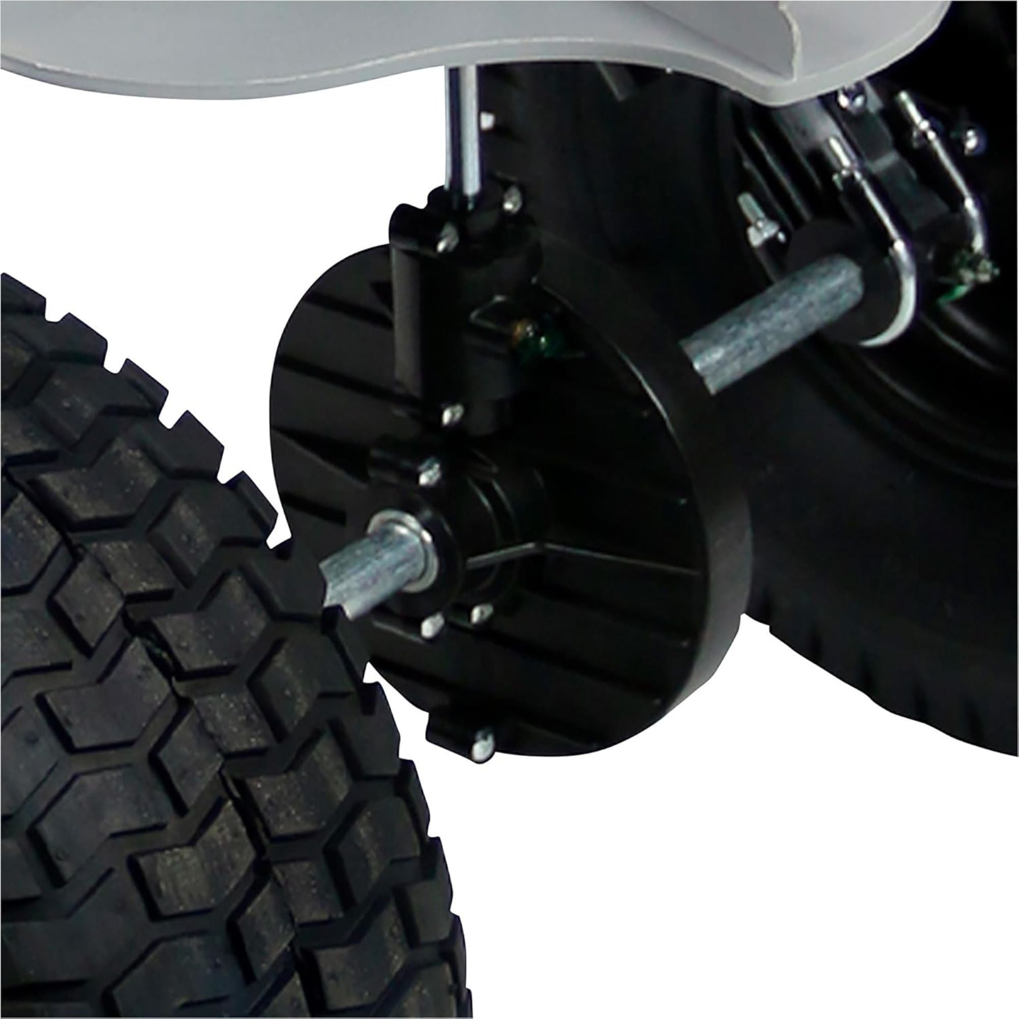 Chapin Tow Behind Spreader, Trailer Hitch with Auto-Stop, 150 lb Capacity, Red - VMInnovations