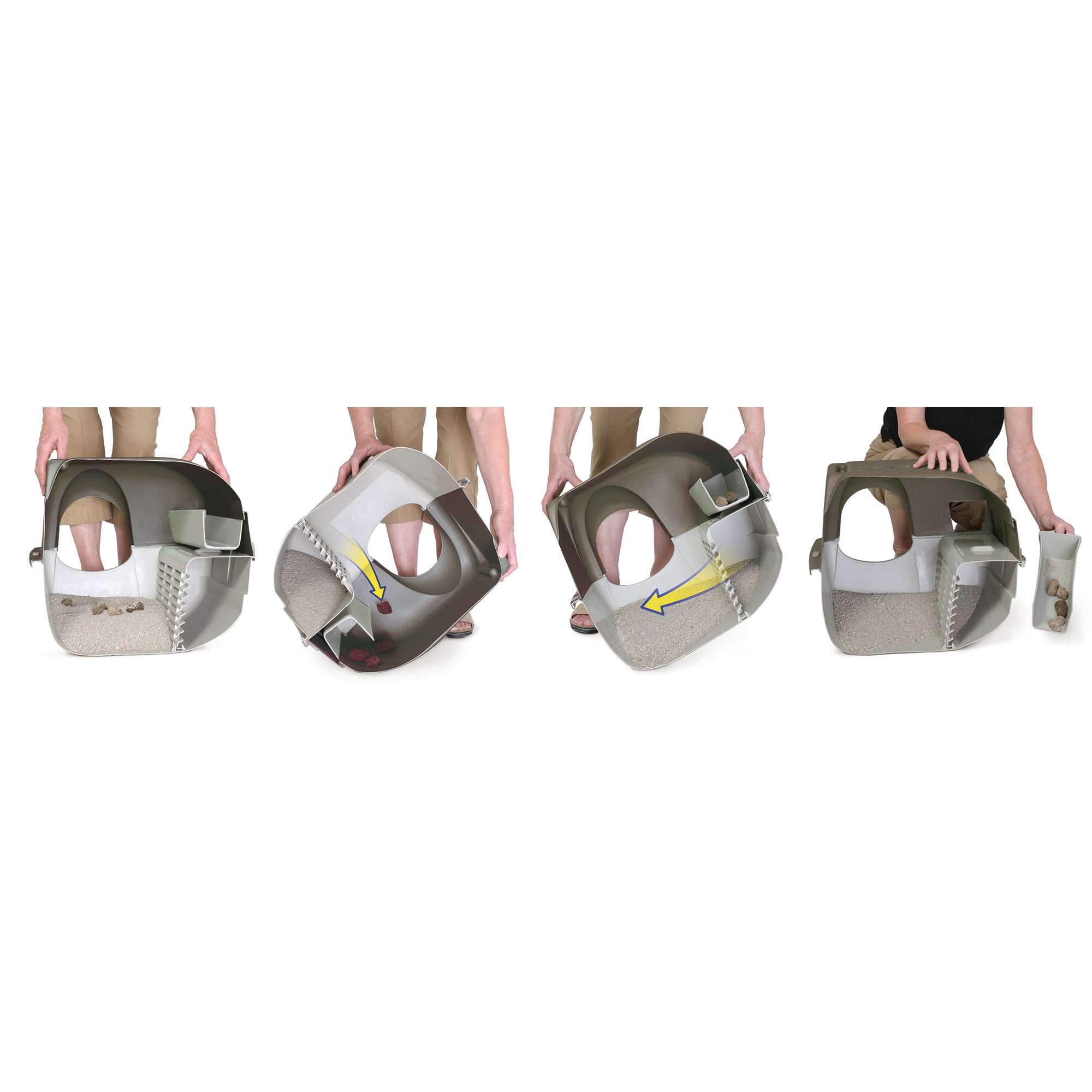 Omega Paw Roll 'n Clean Self Cleaning Cat Litter Box with Tray, Regular, Taupe - VMInnovations