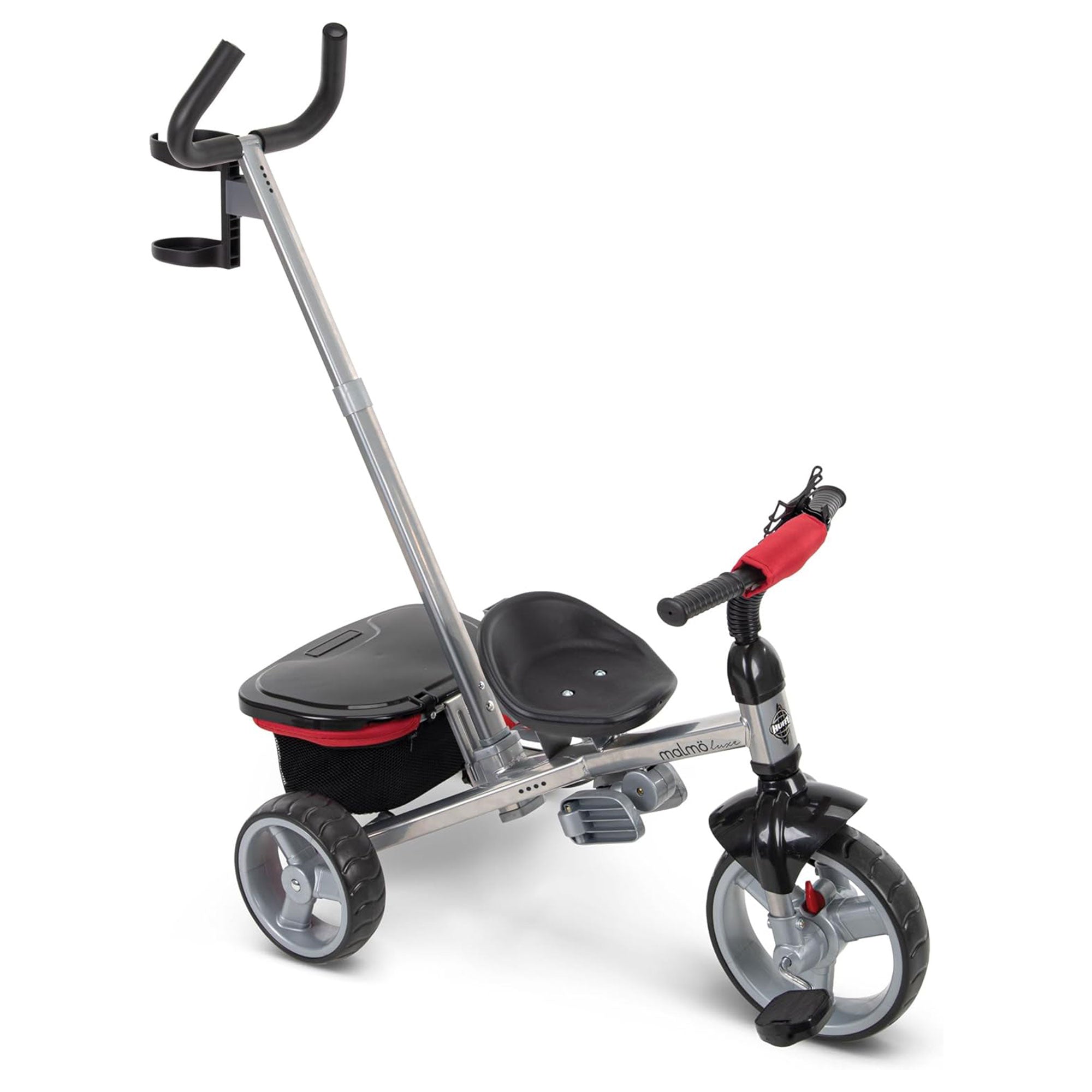 Huffy Malmo Luxe 4 in 1 Canopy Tricycle with Push Handle for Toddlers, Red/Black - VMInnovations