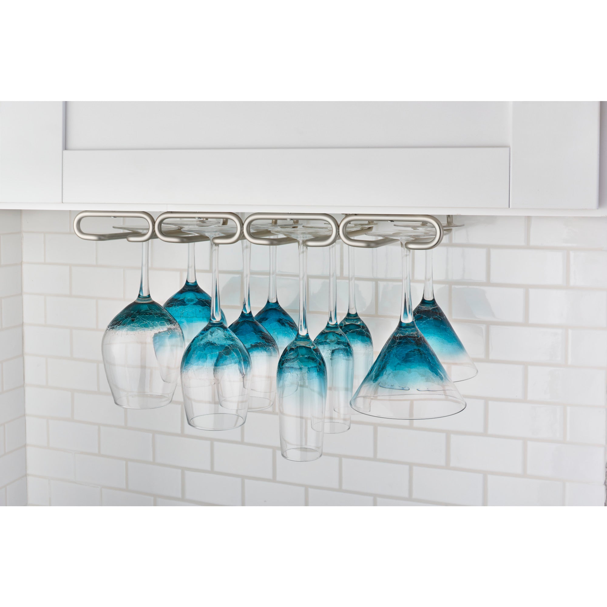 Rev-A-Shelf 11" Quad Under Cabinet Glass & Stemware Holder, Nickel, 3450-11SN