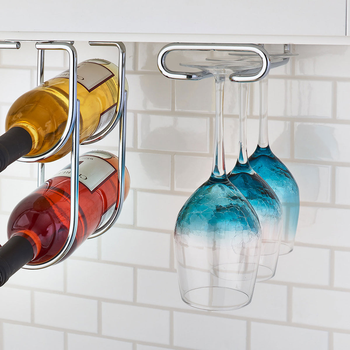Rev-A-Shelf 11" Quad Under Cabinet Glass & Stemware Holder, Nickel, 3450-11SN - VMInnovations