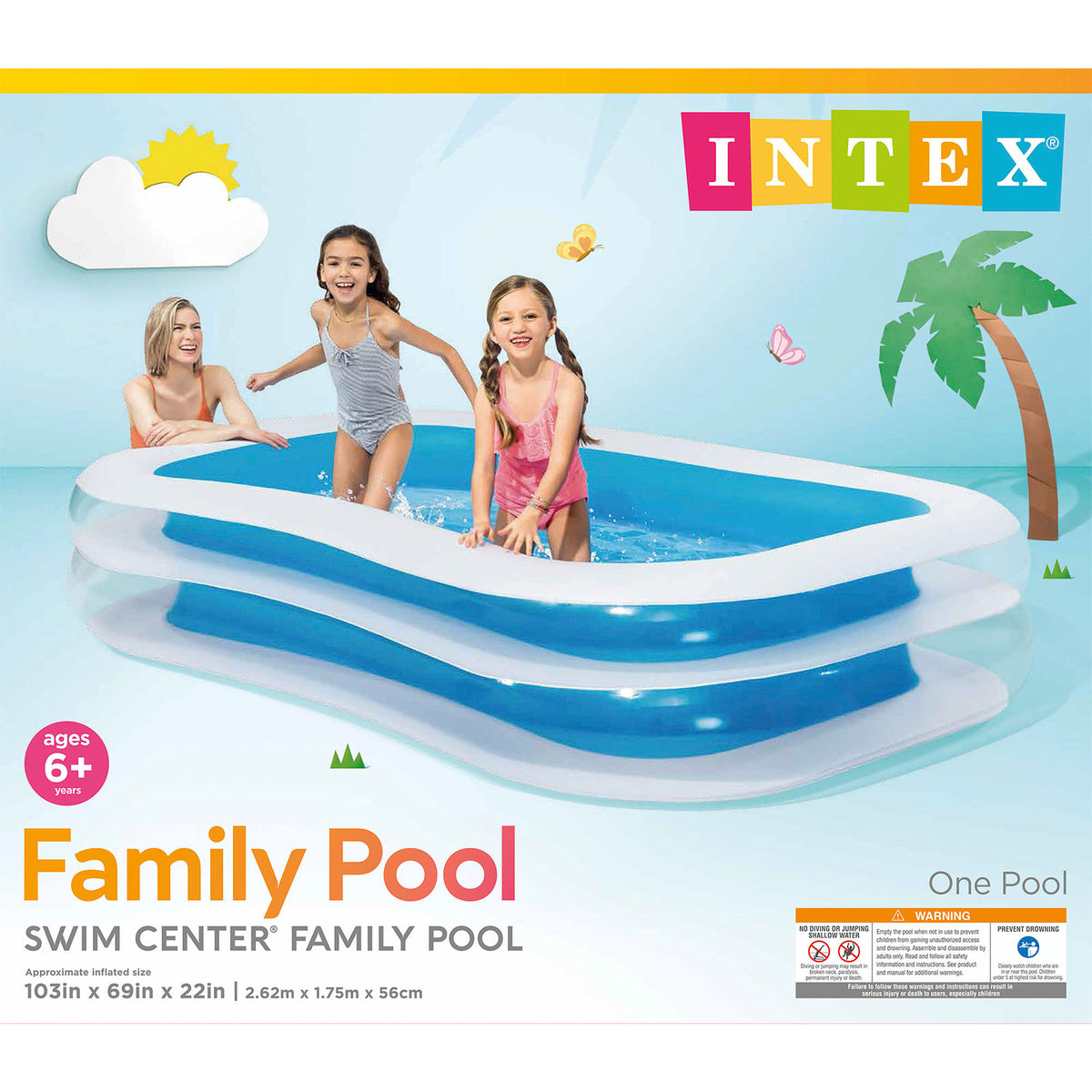 Intex 8.5ft x 5.75ft x 22in 198 Gallon Inflatable Family Pool(Open Box) (2 Pack)