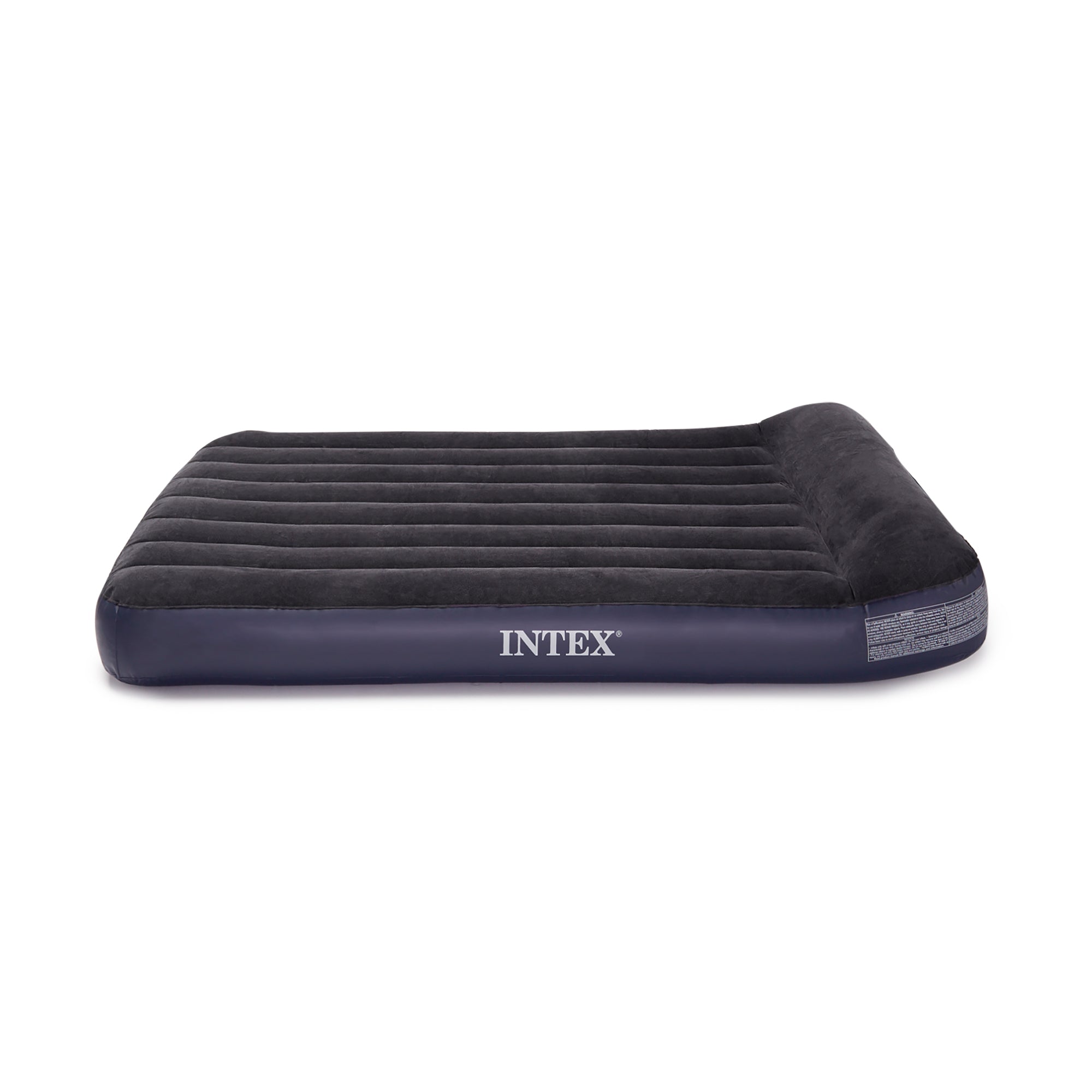 Intex Classic Inflatable Full Air Mattress Bed With Built-In Pillow Rest + Pump