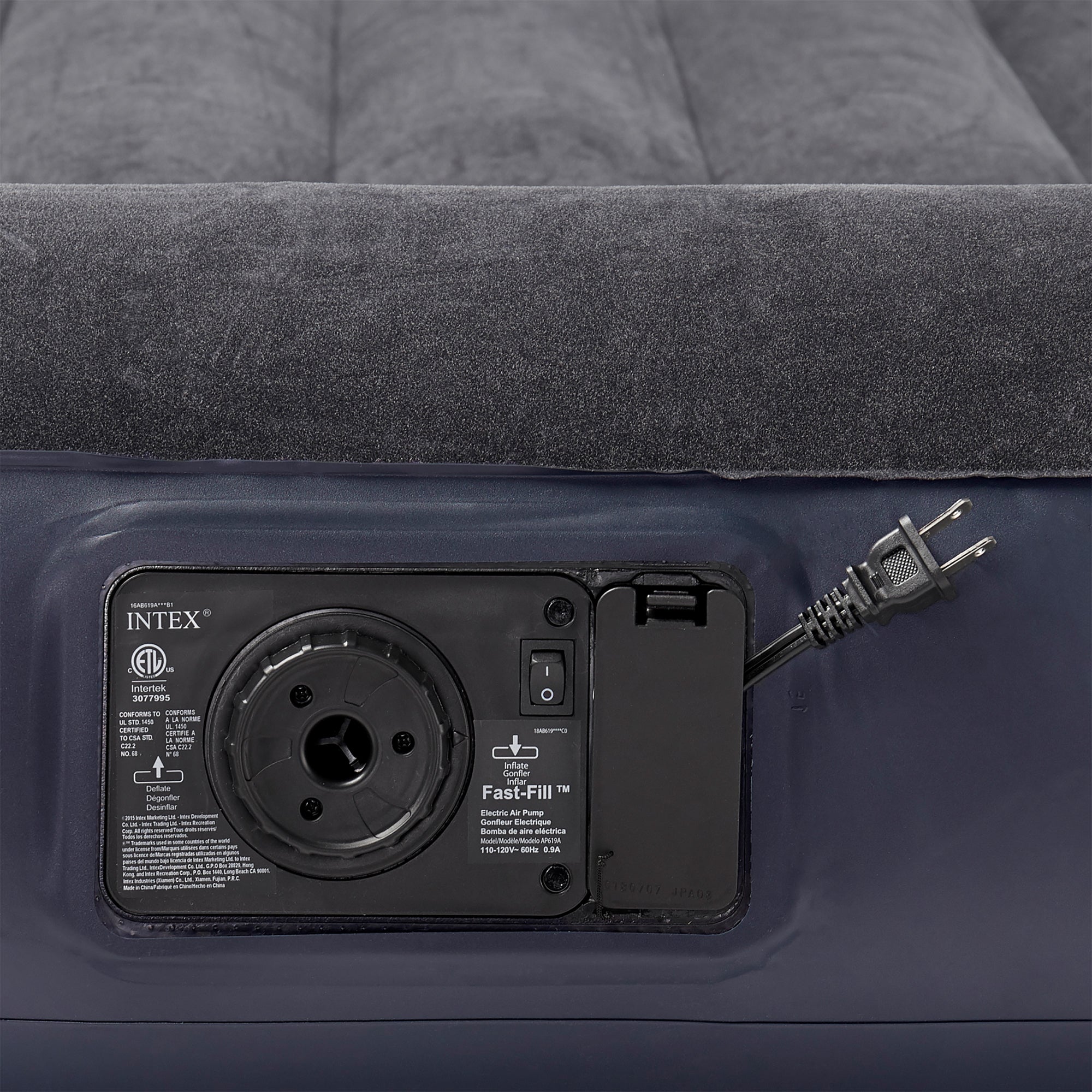 Intex Classic Inflatable Full Air Mattress Bed With Built-In Pillow Rest + Pump