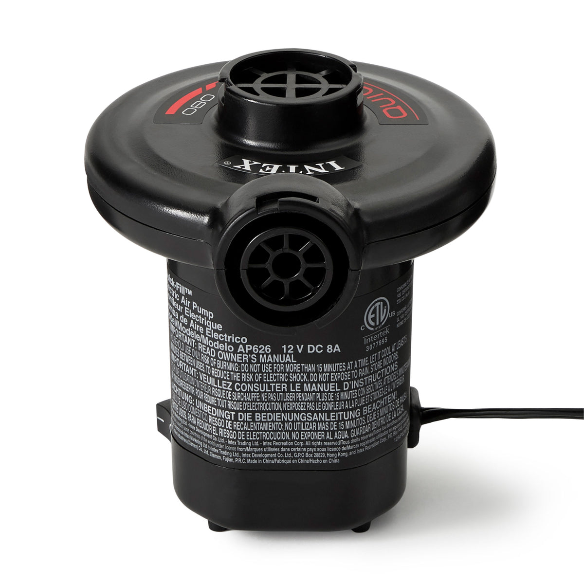Intex 120V Quick Fill AC Electric Air Pump with 3 Nozzles, Black (Used)