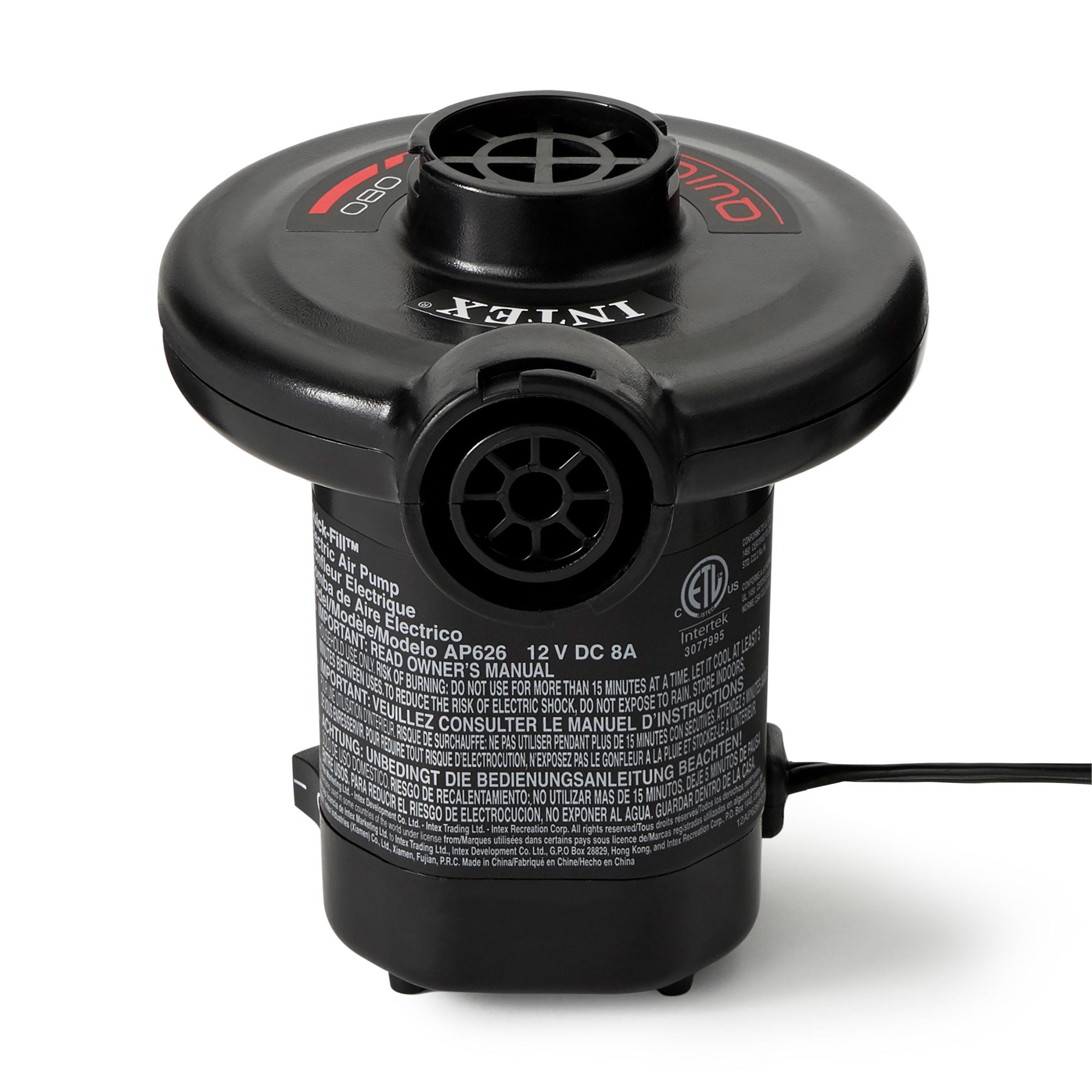 Intex 120V Quick Fill AC Electric Air Pump with 3 Nozzles, Black (Used)