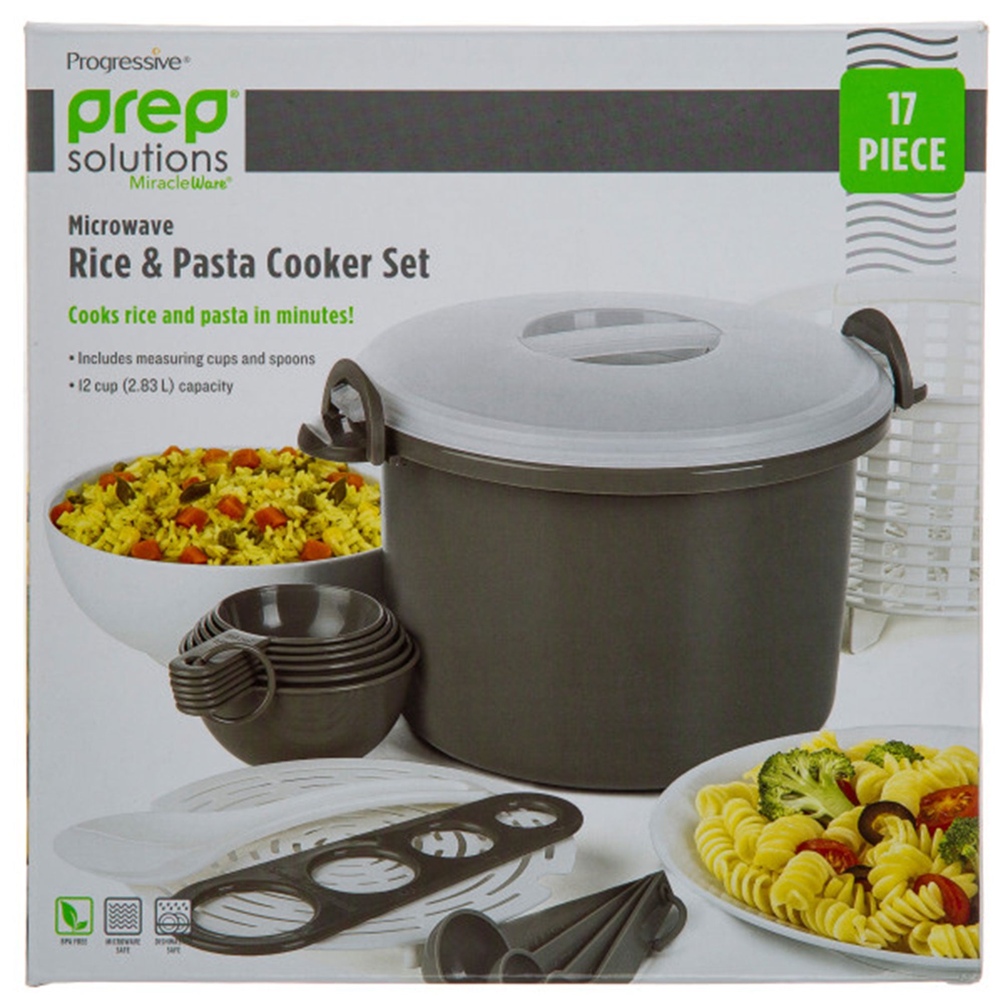 Prep Solutions 17Piece Set Microwaveable Rice & Pasta Cooker w/Locking Lid(Used) - VMInnovations