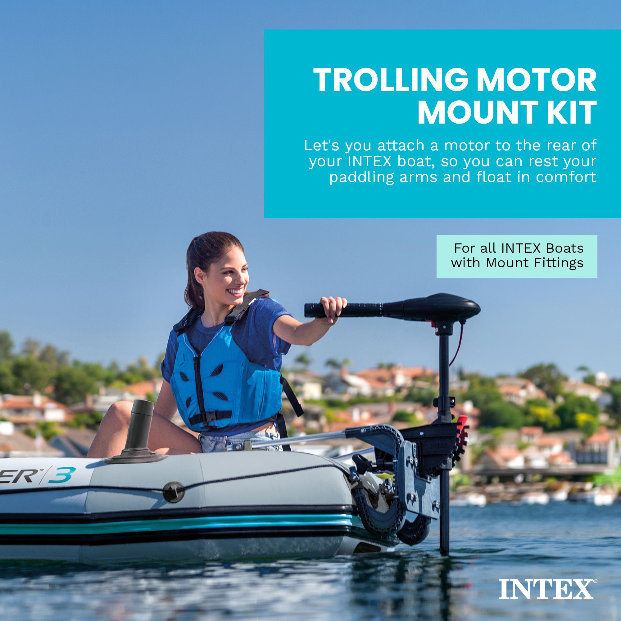 Intex Composite Motor Mount w/ Aluminum Supports for Inflatable Boat or Raft