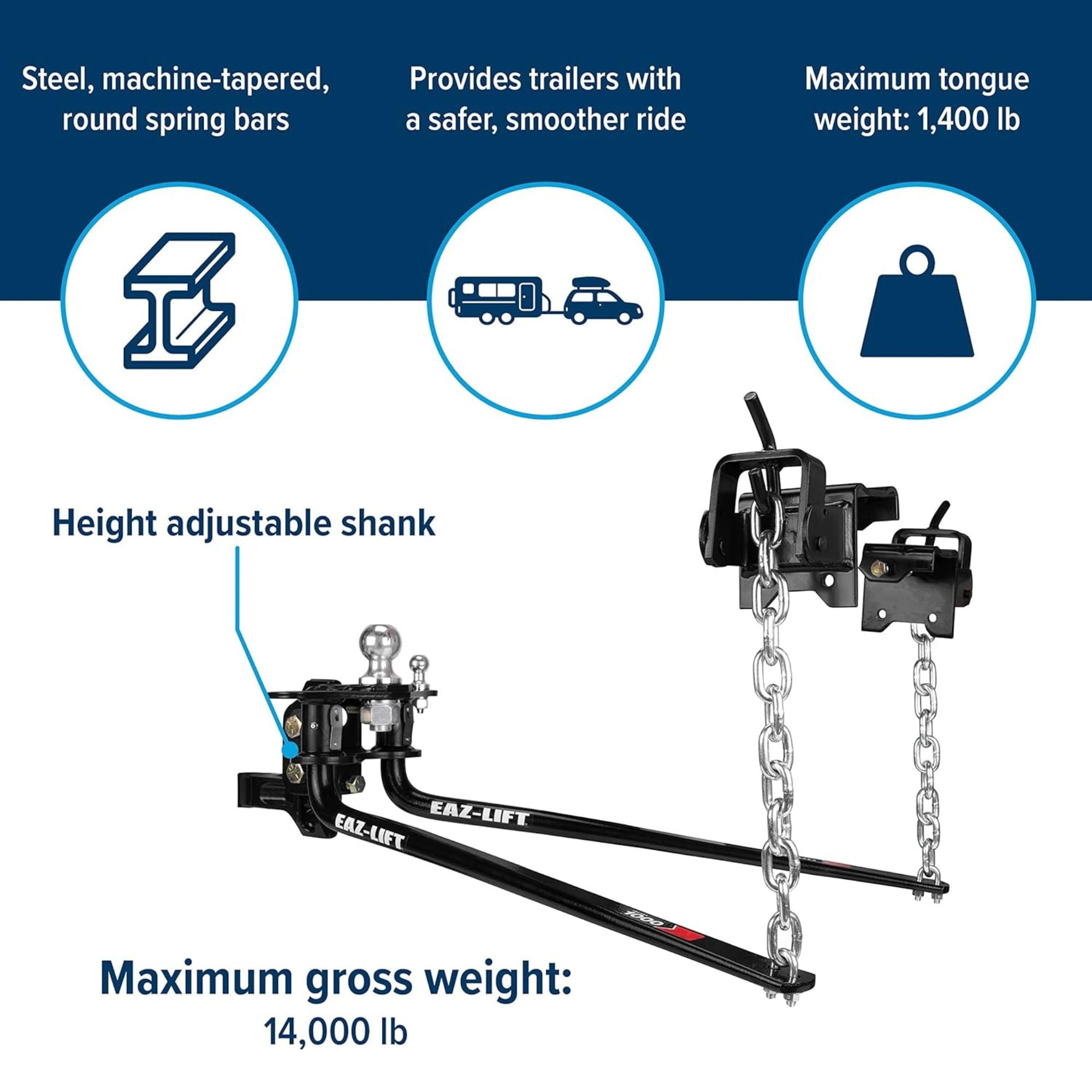 Camco Eaz Lift Elite 600 Pound Weight Distribution Hitch Kit with Sway Control - VMInnovations