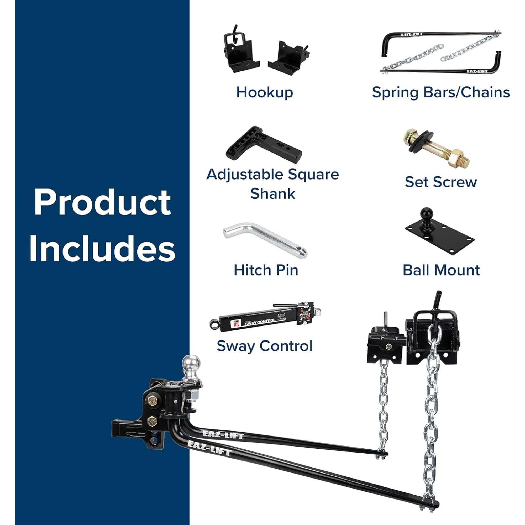 Camco Eaz Lift Elite 600 Pound Weight Distribution Hitch Kit with Sway Control - VMInnovations