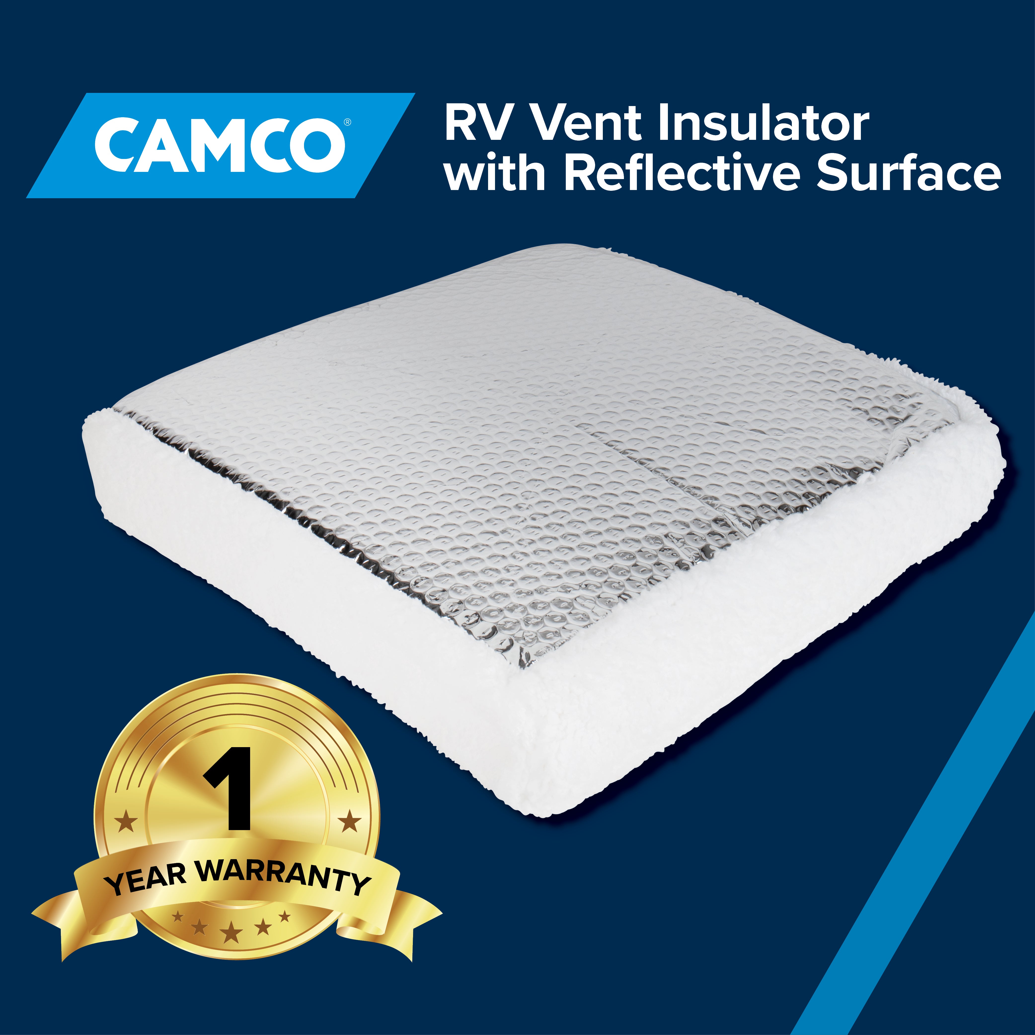 Camco 14” RV Vent Insulator Cover for Roof, Skylight, Reflective Surface, White