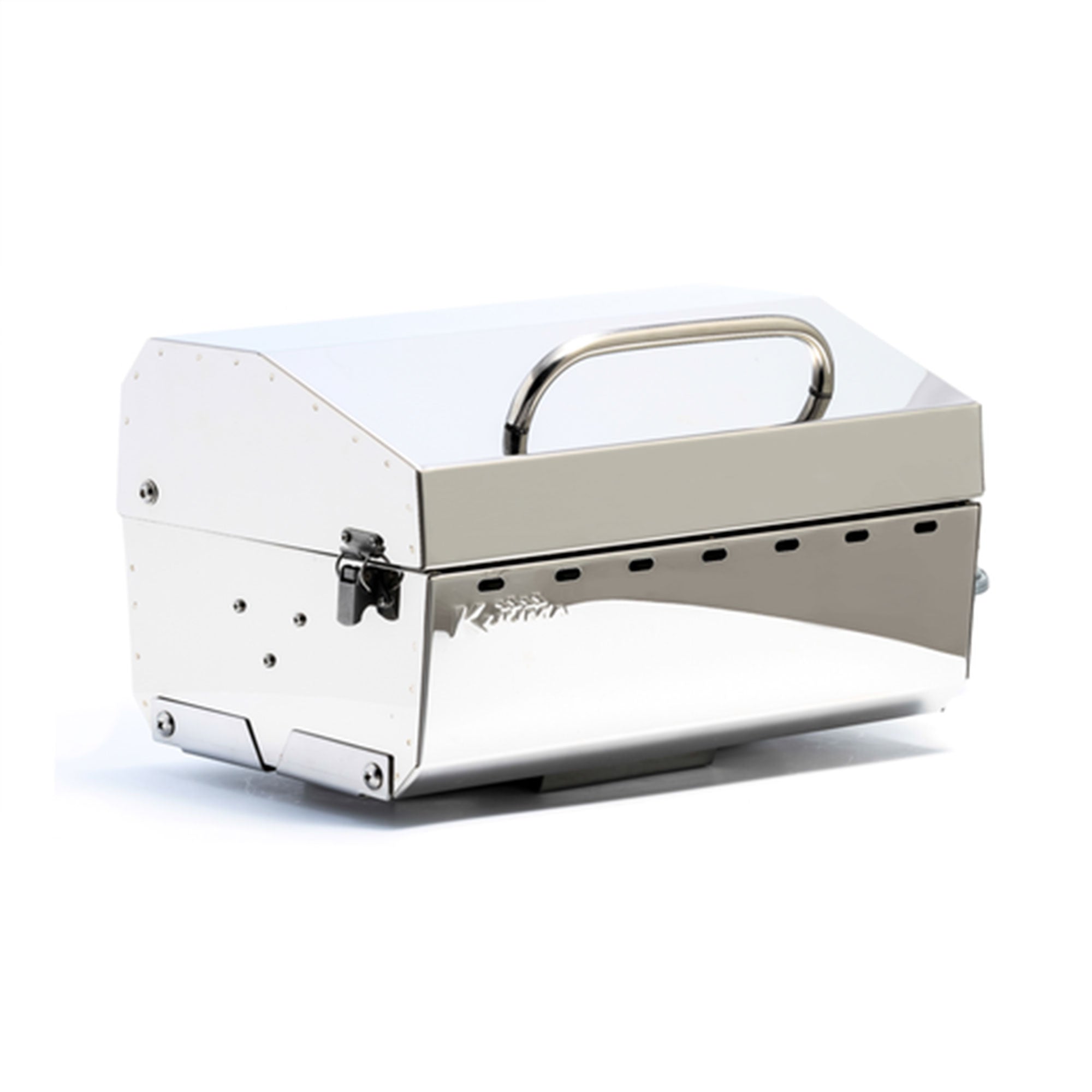 Camco Kuuma Stow N Go 125 Stainless Steel Gas Grill with Mount Design, Silver - VMInnovations