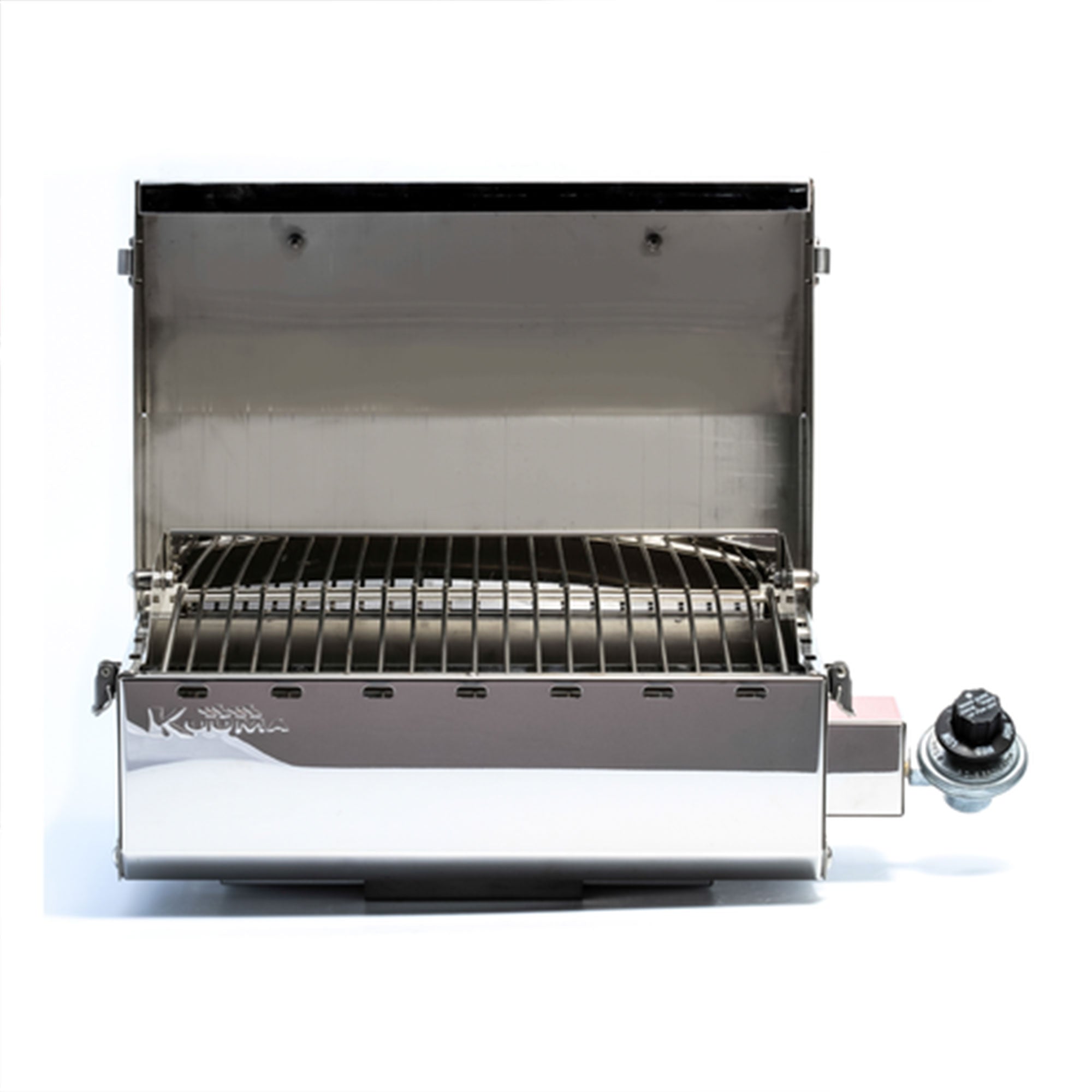 Camco Kuuma Stow N Go 125 Stainless Steel Gas Grill with Mount Design, Silver - VMInnovations