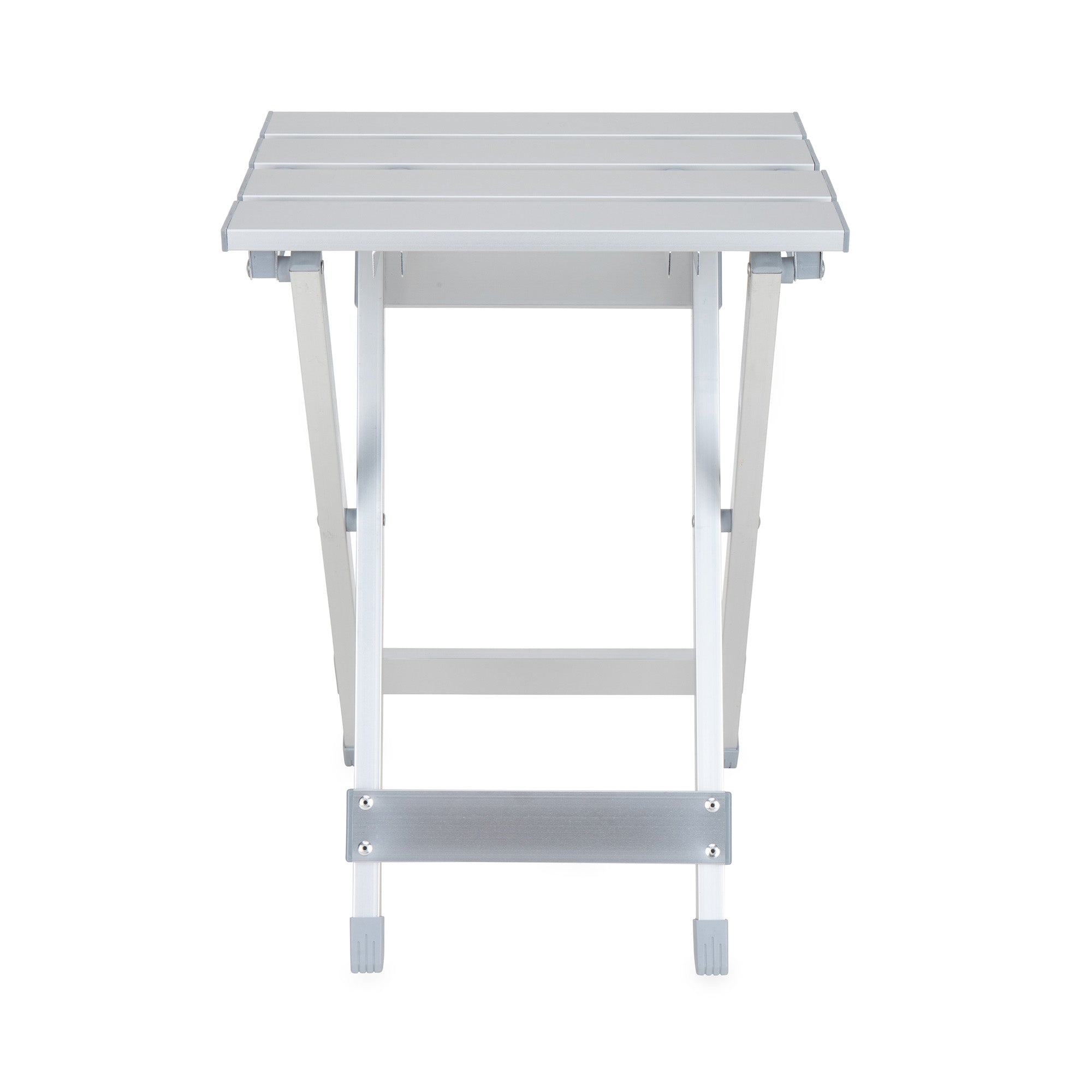 Camco Fold-Away Aluminum Small End Table for Indoor or Outdoor Use, Silver - VMInnovations