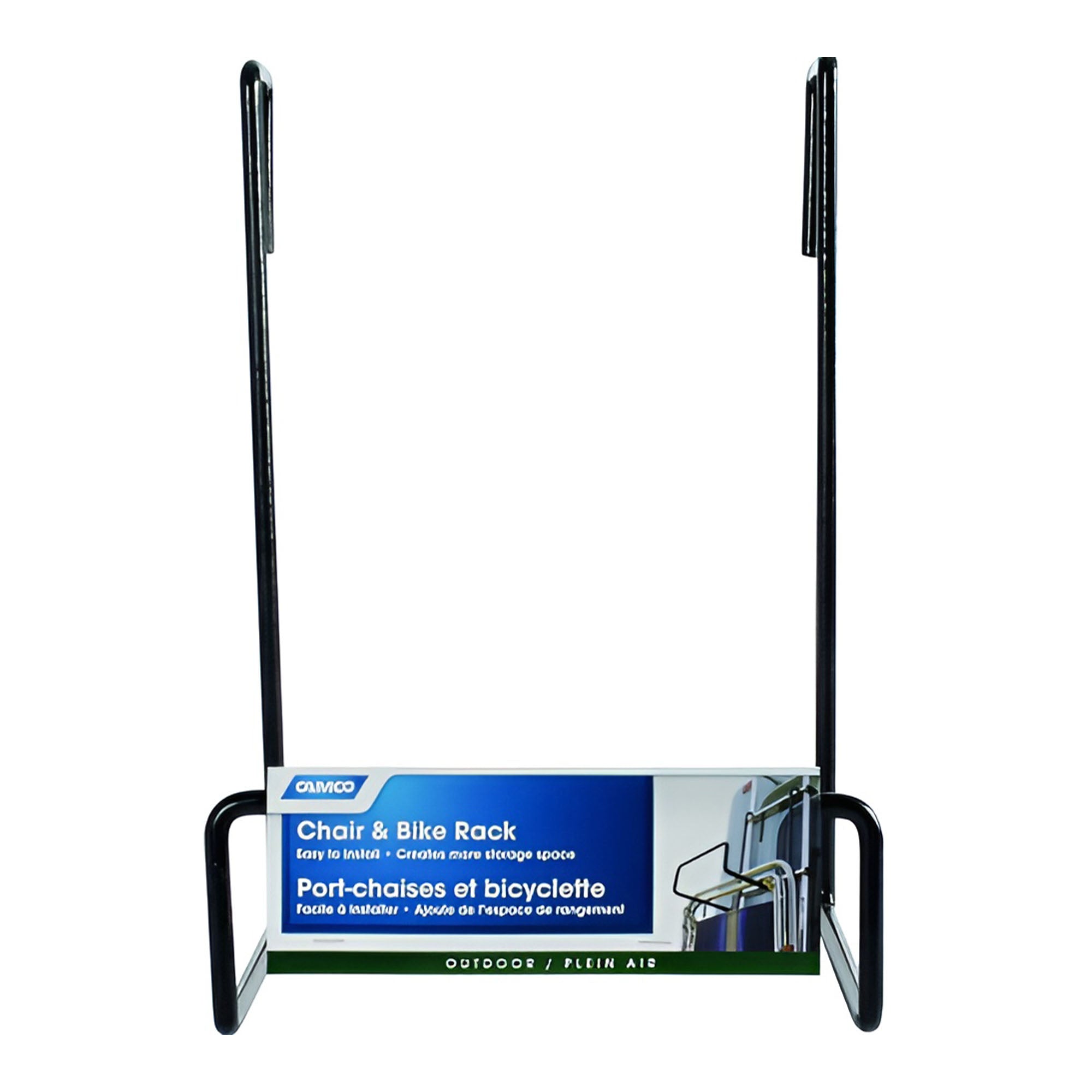 Camco Heavy Duty Chair Rack, Hook on RV Ladder to Support Folding Chairs, Black - VMInnovations