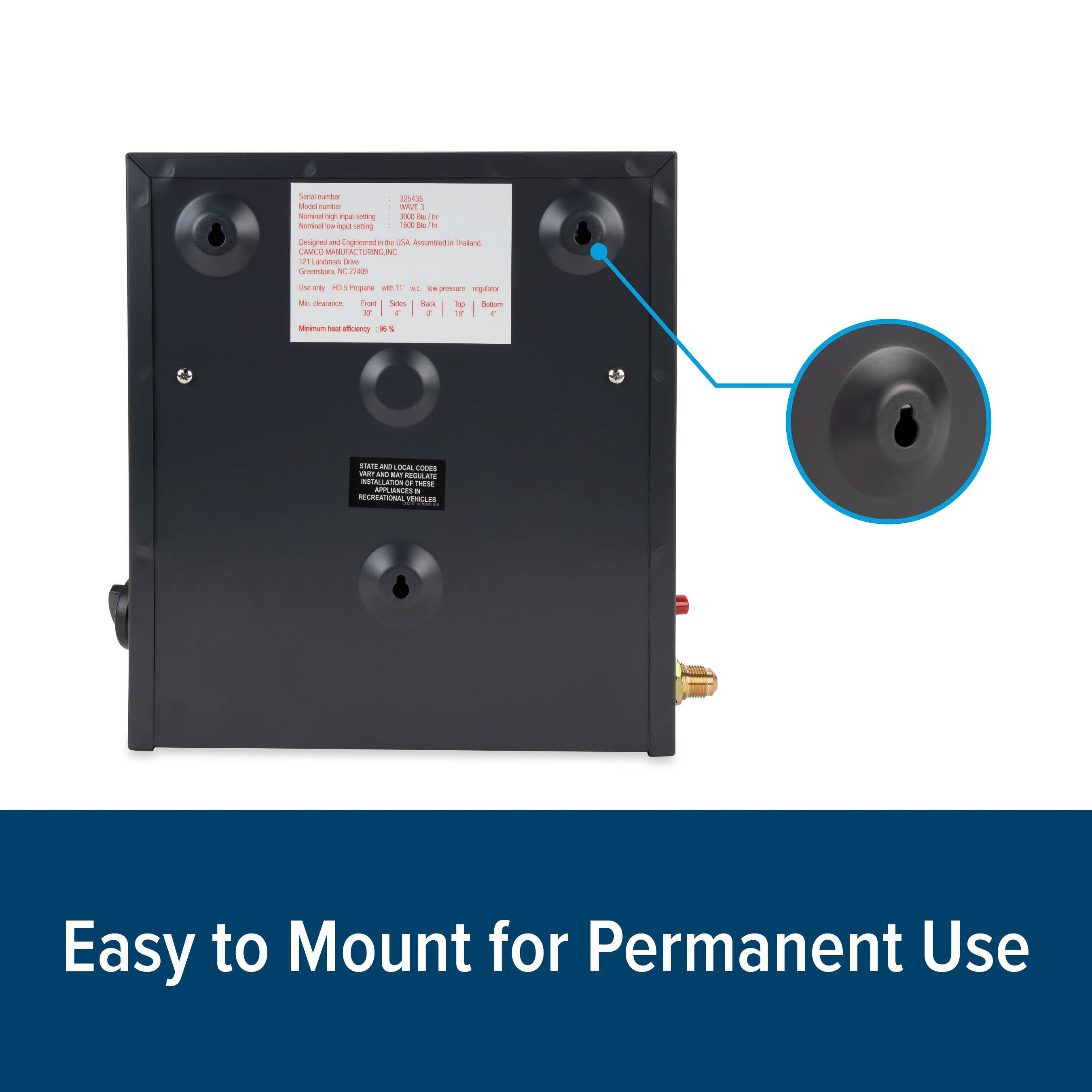 Camco Olympian Wave-3 Portable Catalytic Safety Heater for RV Use, 3,000 BTU - VMInnovations