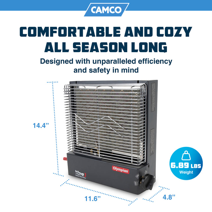 Camco Olympian Wave-3 Portable Catalytic Safety Heater for RV Use, 3,000 BTU - VMInnovations