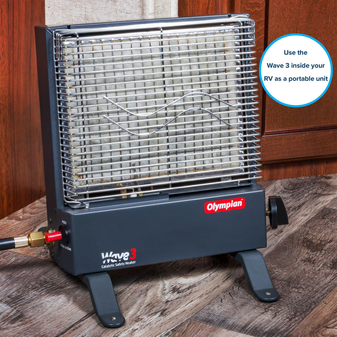 Camco Olympian Wave-3 Portable Catalytic Safety Heater for RV Use, 3,000 BTU - VMInnovations