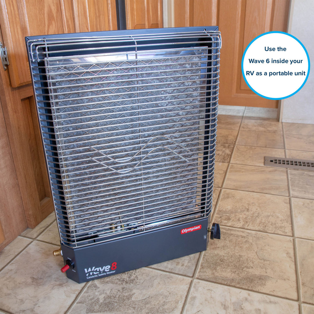 Camco Olympian Wave-6 Portable Catalytic Safety Heater for RV Use, 6,000 BTU - VMInnovations