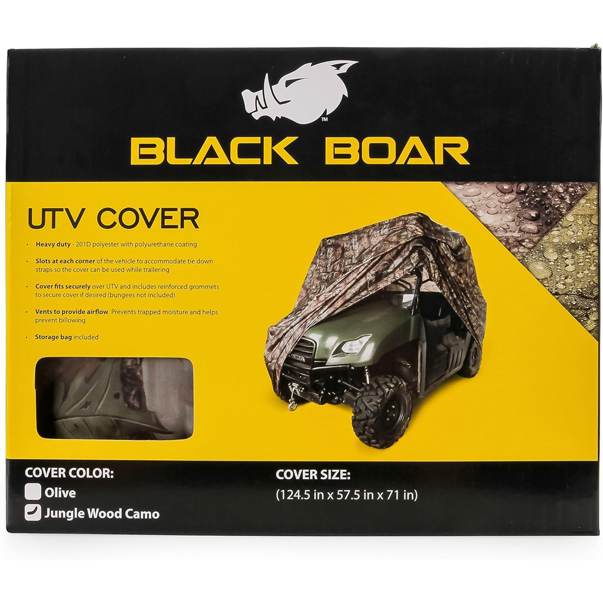 Black Boar UTV Cover with Protective Coating, Reinforced Grommets and Side Vents