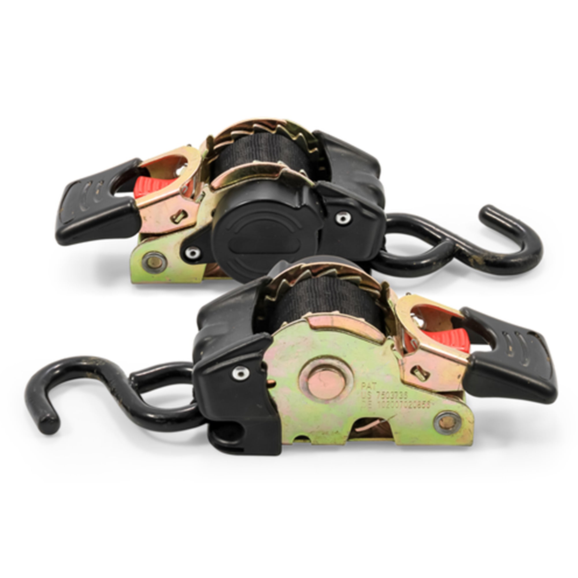 Camco Retractable Transom Tie Down Straps, 1" x 5.5' Boat Trailer Straps, Black - VMInnovations