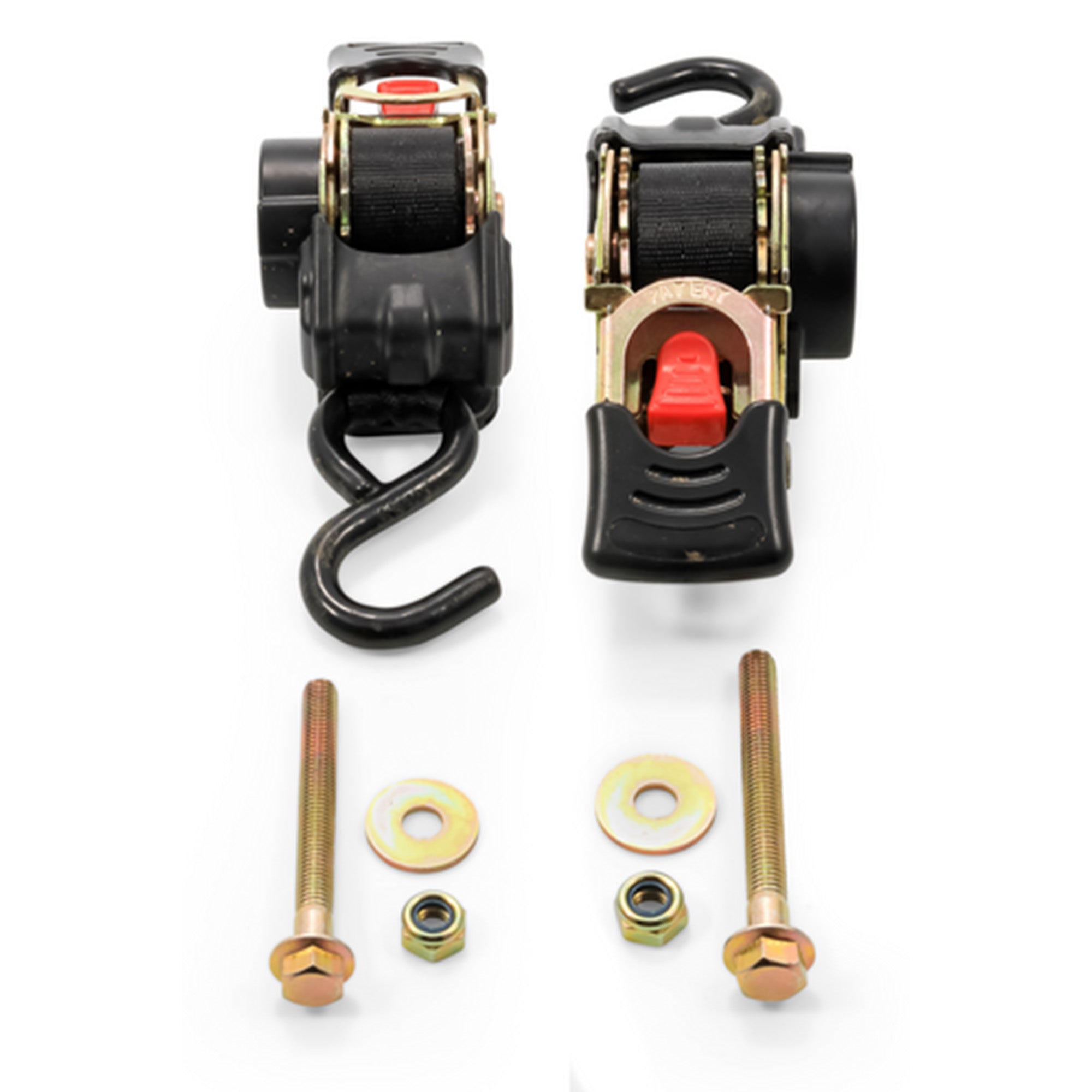Camco Retractable Transom Tie Down Straps, 1" x 5.5' Boat Trailer Straps, Black - VMInnovations