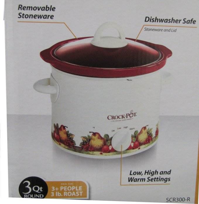 Crock Pot SCR300-R Classic 3 Quart 3 Lb Round Manual Slow Cooker - Open Box