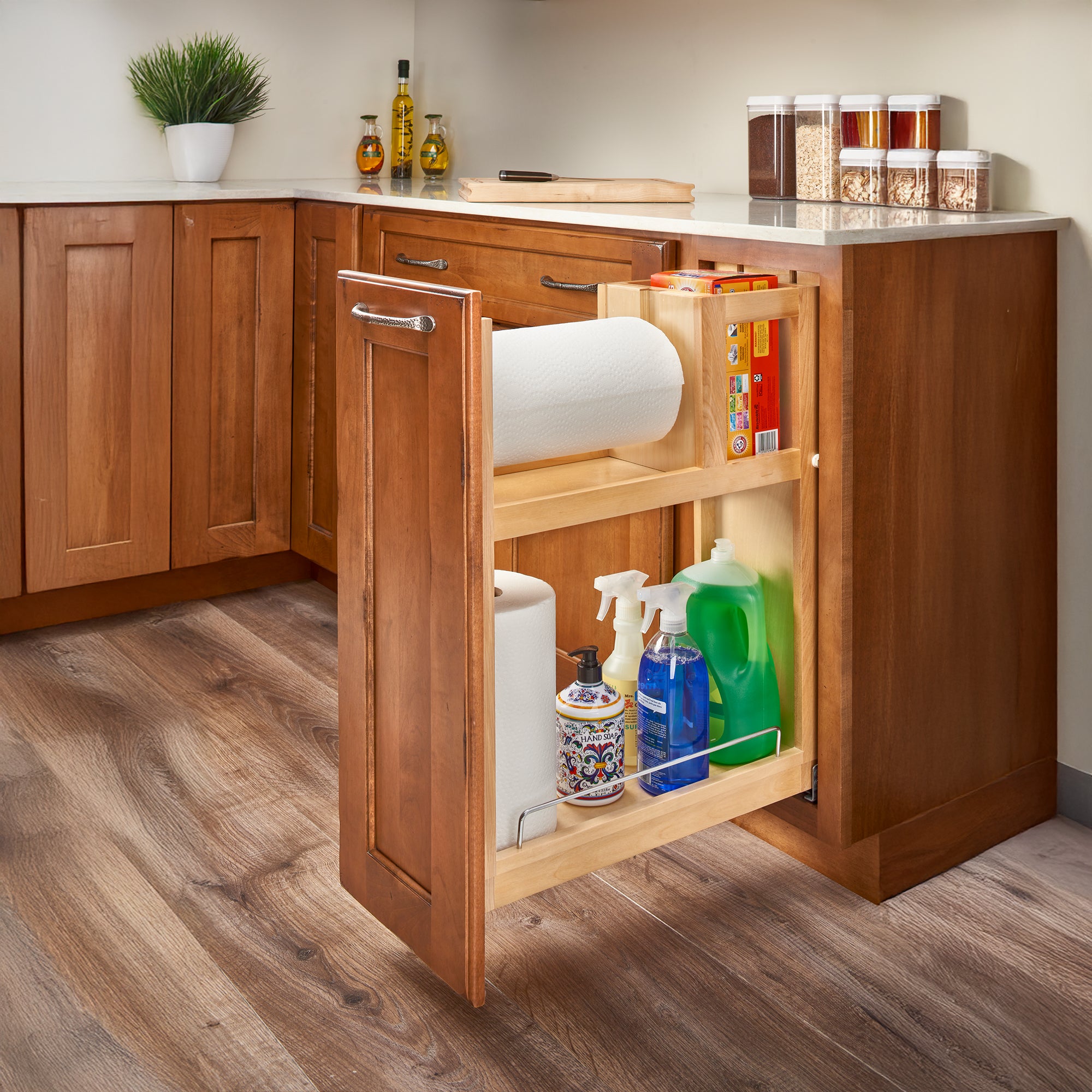 Rev-A-Shelf Paper Towel Pullout Cabinet Organizer w/ Soft-Close, 448PTH-BCSC-6C