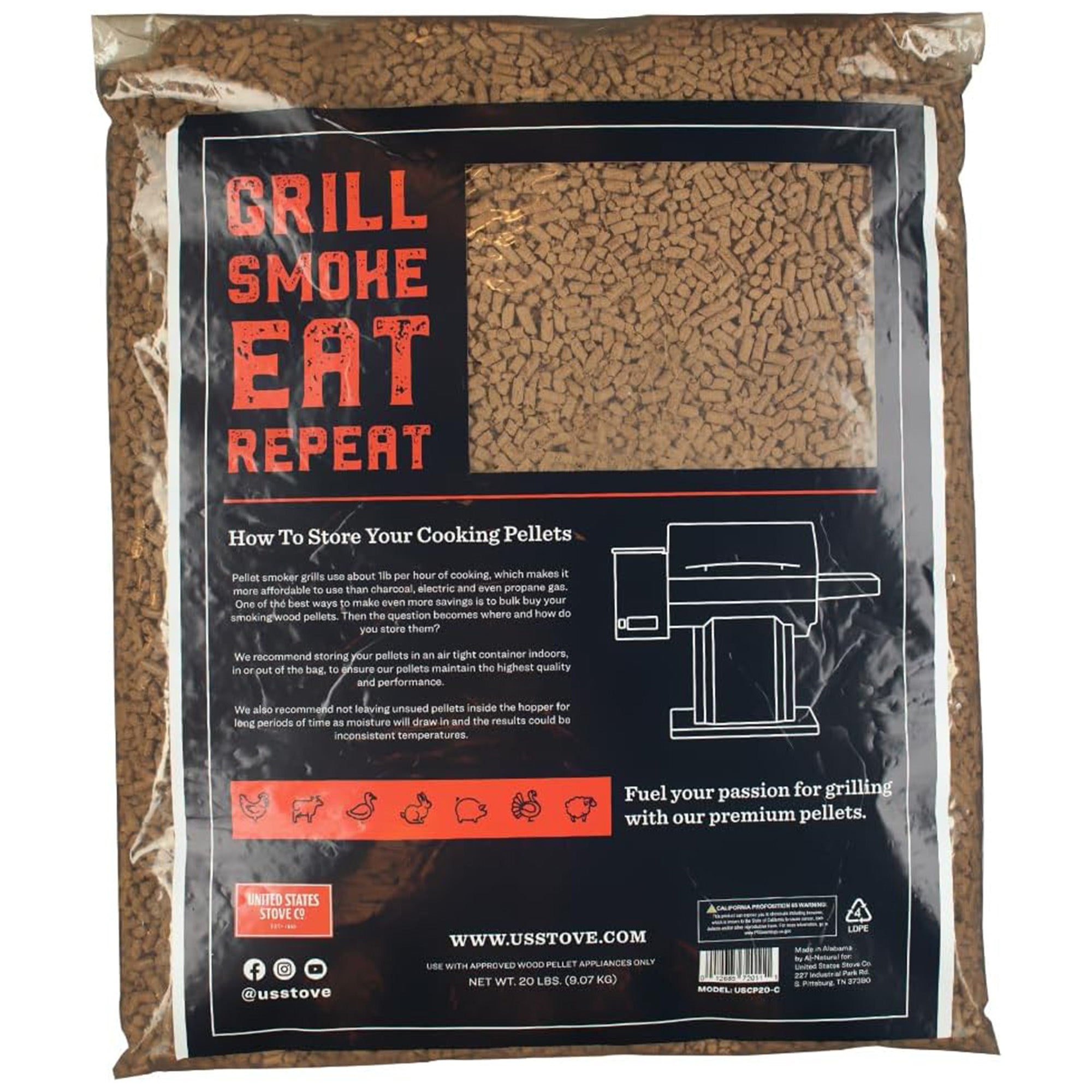 U.S. Stove Company Competition Cooking Pellets, Hardwood BBQ Blend, 20 Lb Bag - VMInnovations